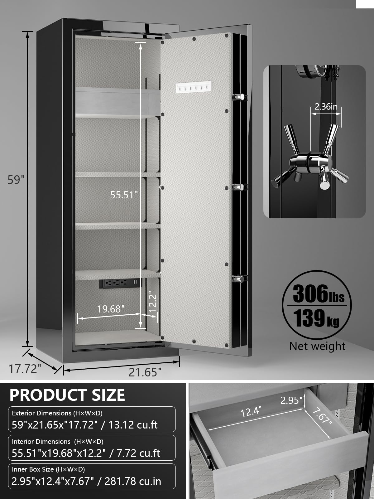 TIGERKING Large Fireproof Safe with Digital Lock, 13.12 cu.ft Heavy Duty Large Safe for Home Business Office