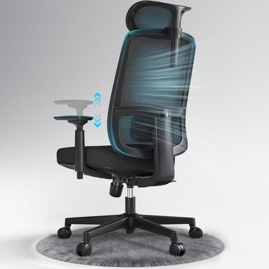 ErgoSift M1 Ergonomic Office Chair Mesh Chair, Home Office Desk Chairs with Adjustable Lumbar Support, Comfortable Computer Gaming Chair, Office Chair for Long Hours (Black)