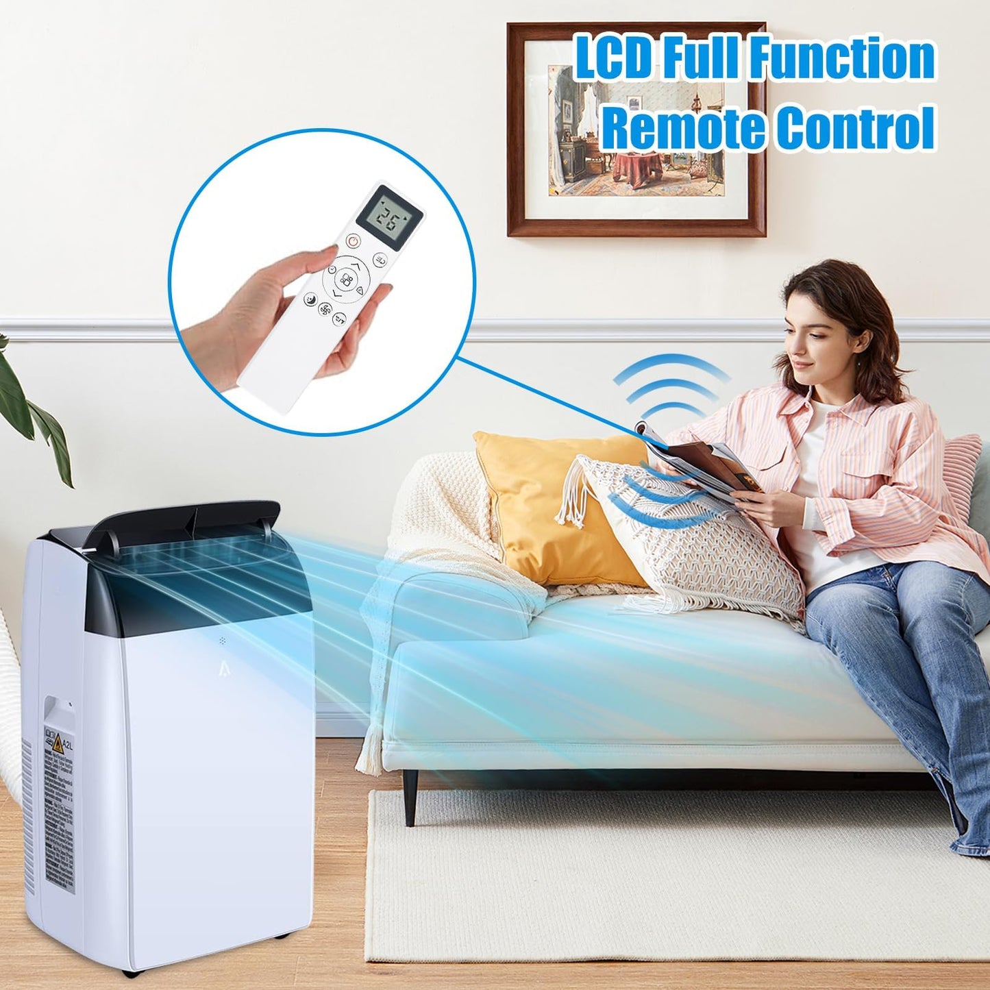 Portable Air Conditioner 14000 BTU, AC Unit 3-in-1 with Upgraded Compressor, Cools Rooms Up to 750 Sq. Ft. | 90 Pints Dehumidifier & LED Remote Control for Home, Bedroom, Apartment, Office