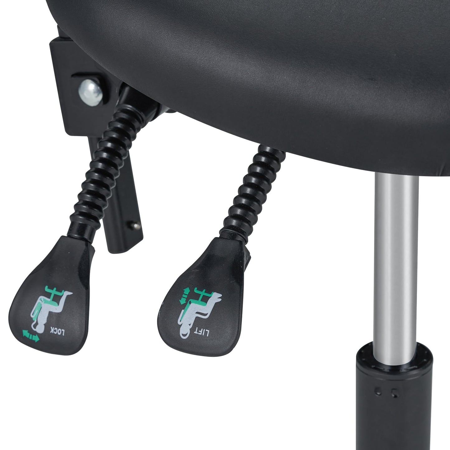 Master Massage Berkeley Ergonomic Saddle Stool - Two Split Seat Stool - Hydraulic Swivel Rolling Seat & Saddle Posture Correction Chair with Backrest - Black