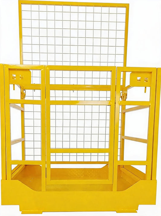 43"x45" Forklift Platform Safety Cage,Work Platform for Loader,Man Basket for Forklift,1800lbs Capacity with Safety Harness & Lock,2-Man Collapsible Lift Basket for Lifting Loader