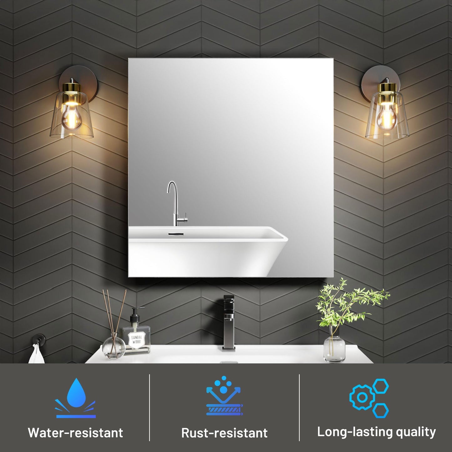 AZDHOME 24 x 26 Inch Bathroom Medicine Cabinet with Mirror, Surface/Recessed, Aluminum Frame with Mirrored Side Panels, Adjustable Shelves, Space-Saving Modern Farmhouse Design, Assembly Required