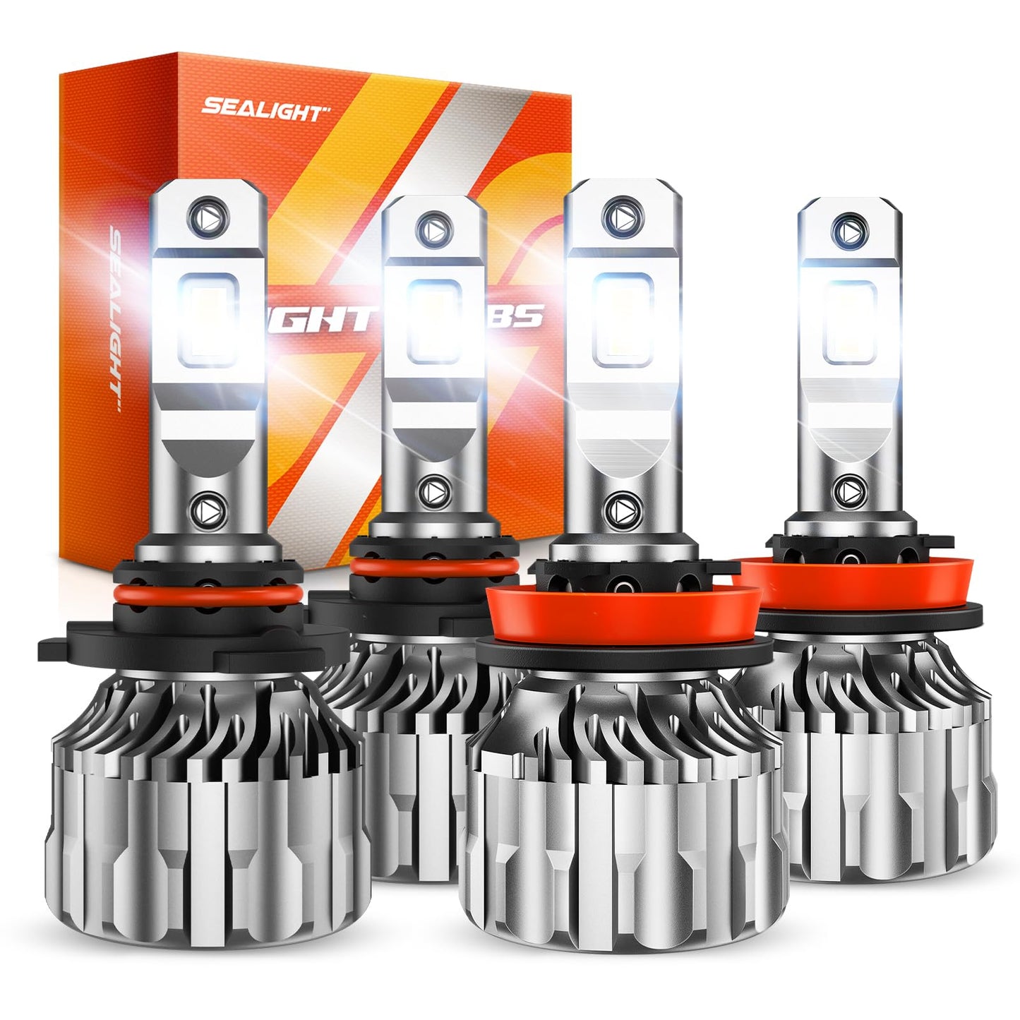 SEALIGHT 9005 H11 LED Bulbs Combo, 800% Brightness, 66000LM, 6500K Cool White, Pack of 4