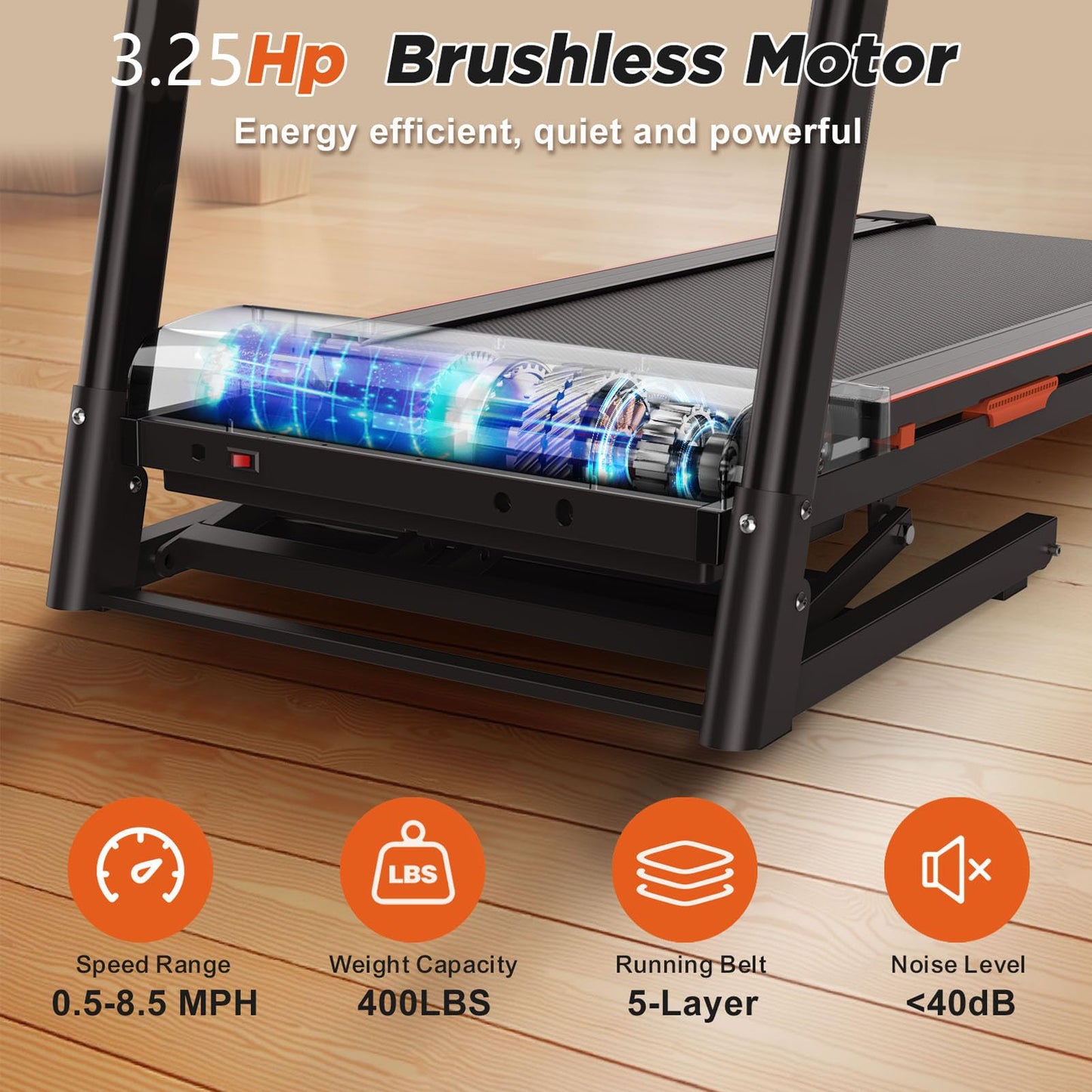 Walking Pad Treadmill with Incline and Handle Bar, 15% Auto Incline Treadmill with APP, 3.25HP Brushless Motor, Folding Electric Treadmill for Home, 0.5-8.5 MPH, Large LED Display