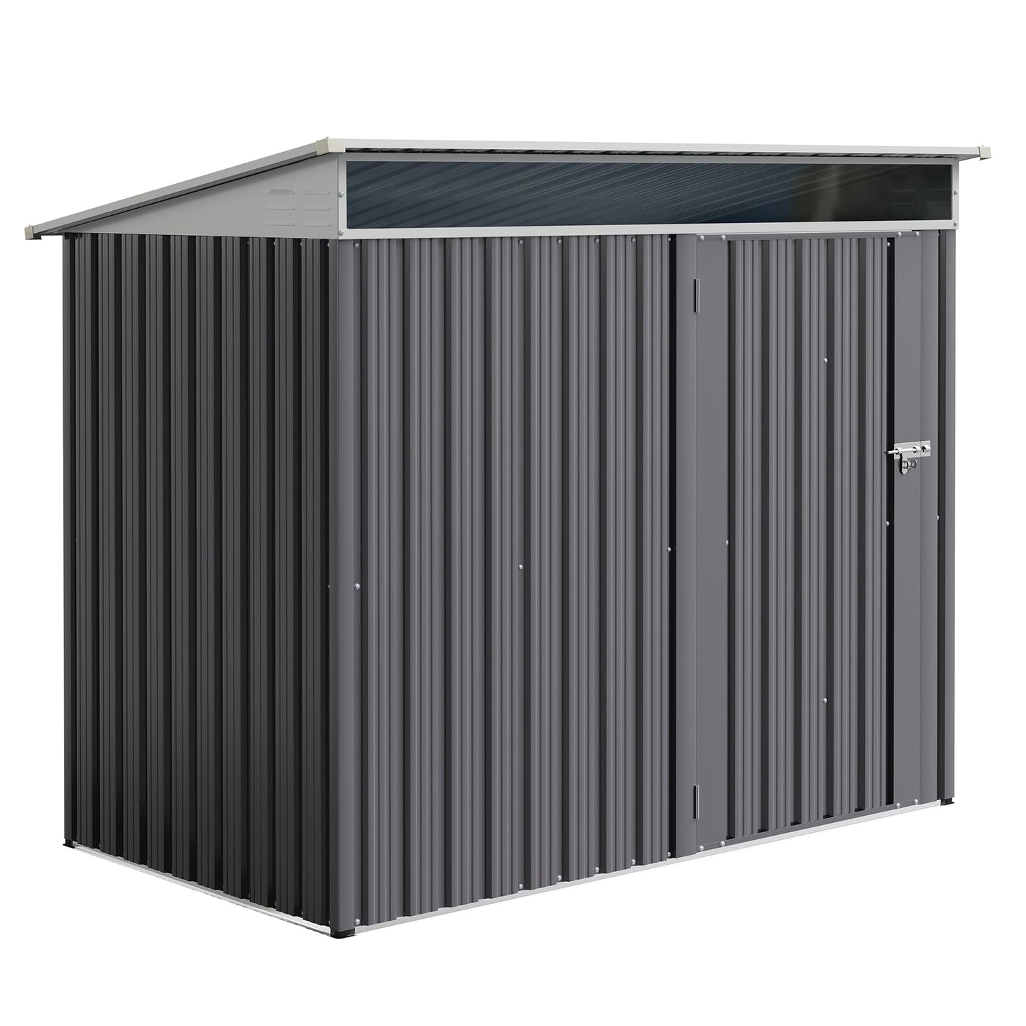JY QAQA 6x4 FT Metal Outdoor Garden Storage Shed,Waterproof Metal Garden Sheds with Window and Lockable Double Door,Weather Resistant Steel Tool Storage House Shed for,Garden,Patio,Lawn, Dark Grey