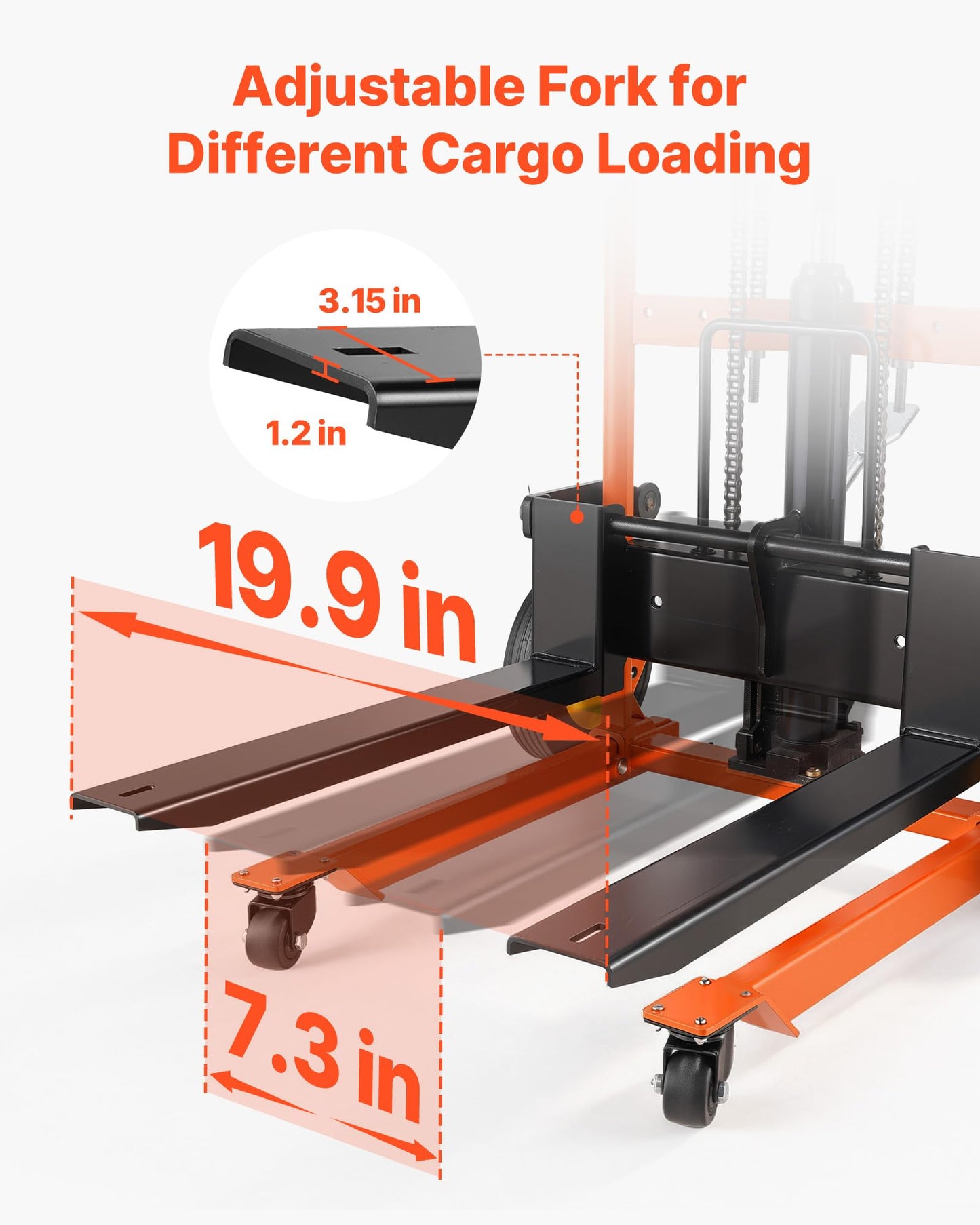 VEVOR Hydraulic Material Lift Winch Stacker, 450 lbs Load Capacity, 35.4'' Max Lifting Height, Pallet Truck Dolly with Fork Lift Table, Foldable & Portable Pallet Jack Table Cart, Orange & Black