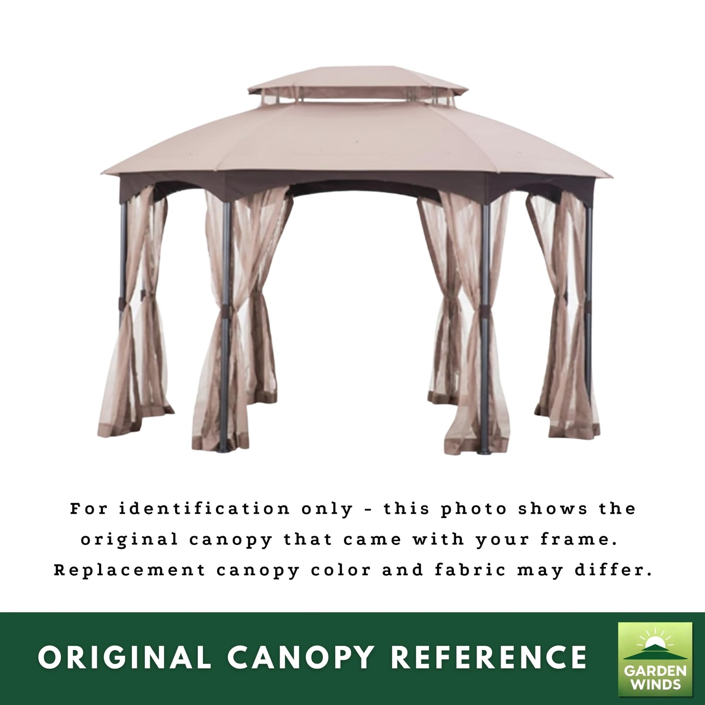 Garden Winds Durable 350 Replacement Canopy Top Compatible with Manhattan 10’ x 12’ Gazebo Model L-GZ1138PST - Beige