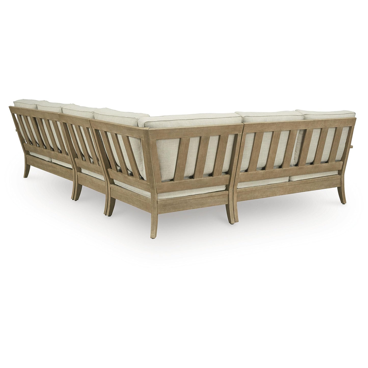 Signature Design by Ashley Clare View Left-Arm Facing Contemporary 4-Piece Outdoor Sectional with Cushion and 6 Throw Pillows, Beige