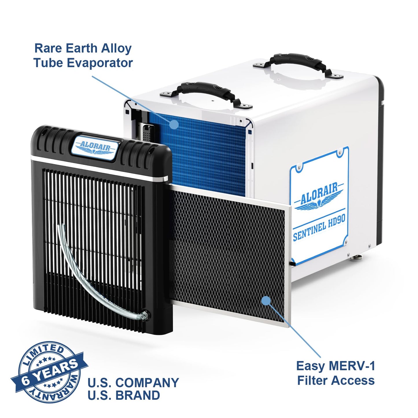 ALORAIR Basement/Crawl Space Dehumidifiers 198 Pint (Saturation), 90 PPD (AHAM), Auto Defrosting System, Commercial Dehumidifier