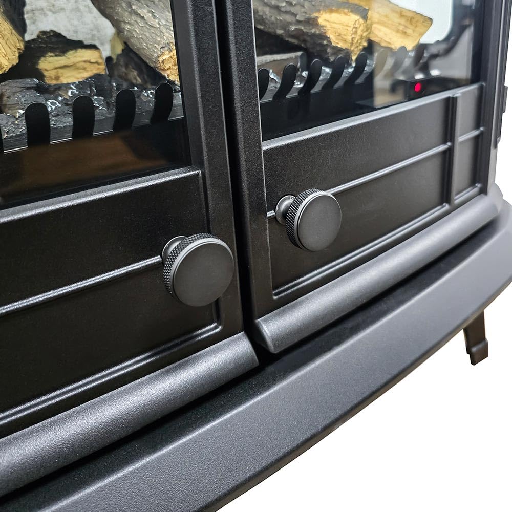 Modern Ember Harlowe Freestanding Electric Fireplace Stove Heater in Black with Multi-Color Ember Bed | Smart Technology | Alexa/WiFi Enabled | 1500W | Indoor Portable Heater | Safety Shutoff
