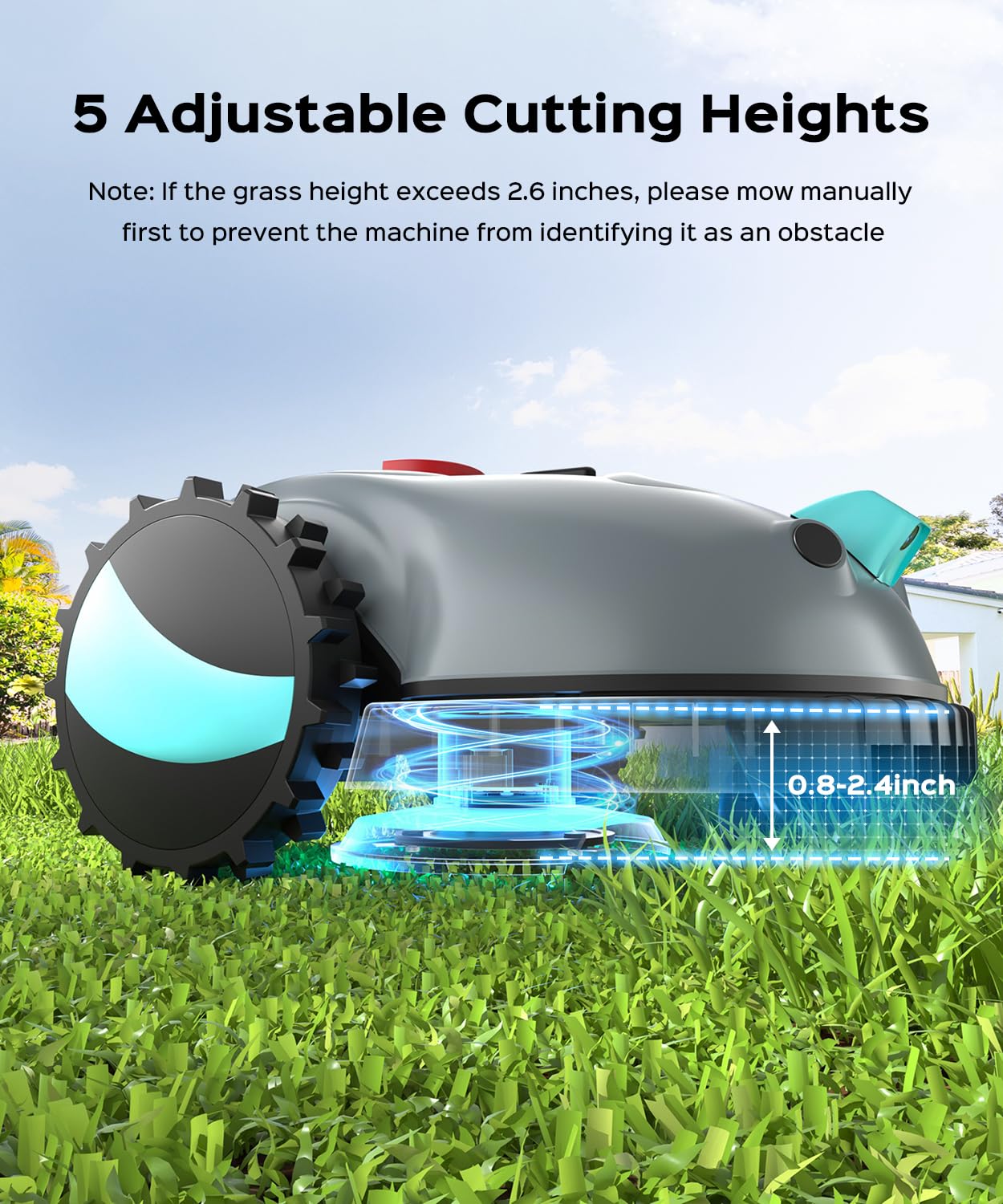 2026 New YARDCARE V100 Smart Lawn Mower Robot, Visual Navigation Obstacle Avoidance Lawn Mower Robot with Adjustable Cutting Height & Low Noise Operation for Lawn Up to 1600 Sq.Ft