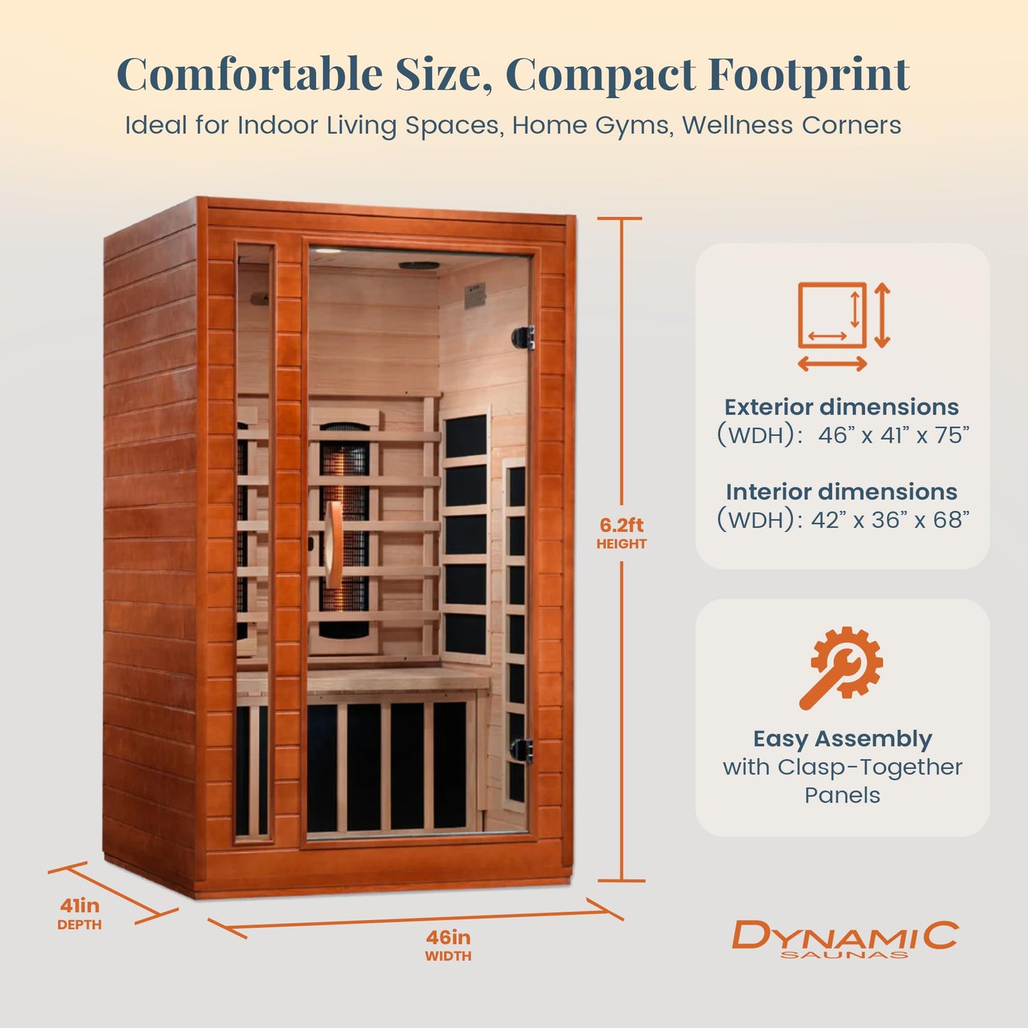 DYNAMIC SAUNAS Cordoba 2-Person Full Spectrum Infrared Sauna with Red Light Therapy & Bluetooth Speakers | Personal Indoor Dry Heat Sauna Room for Spa, Home & Gym – Made from Canadian Hemlock