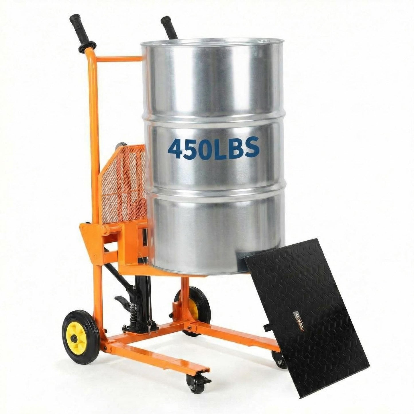 450LBS Hydraulic Material Lift Dolly-Adjustable Manual Fork Winch Stacker,Pallet Truck Fork Lift Dolly Cart with Removable Platform, 36" Max Lift