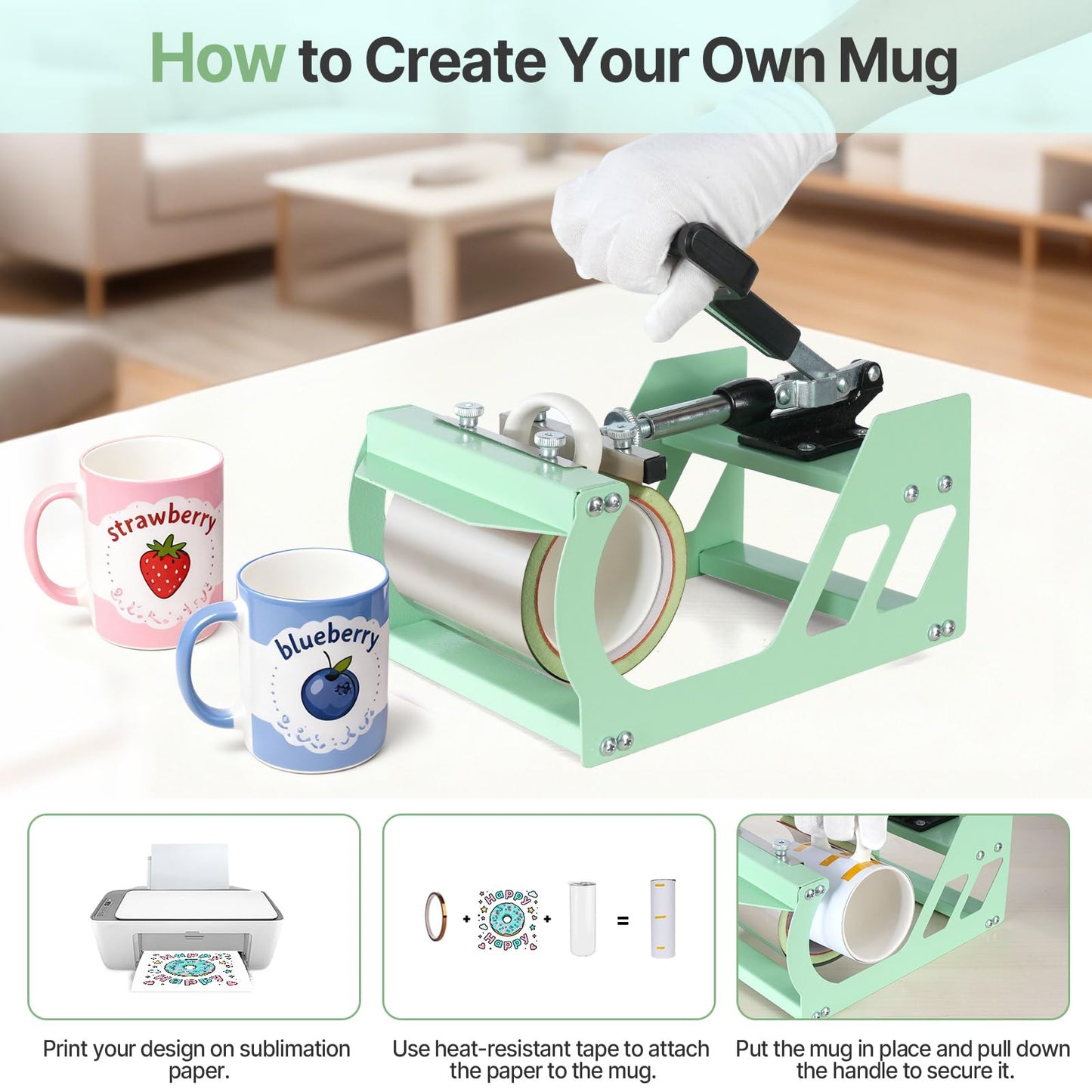 Slendor Heat Press Machine 12x15 inch, 5 in 1 360-Degree Swing Away Digital T Shirt Pressing Machine Multifunction Heat Transfer Sublimation Combo for T Shirts Mugs Hat Plate Cap, Green