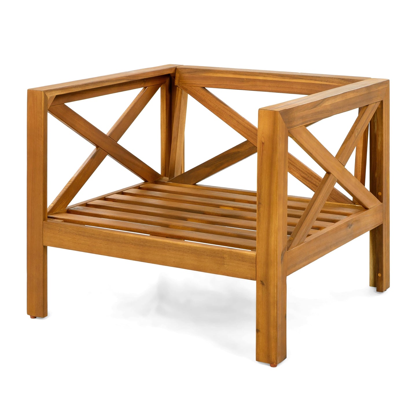 Christopher Knight Home Lucy Acacia Wood Outdoor Patio Furniture Set, 3 Pieces Patio Set, Round Side Table and ArmChairs Conversation Set with Cushion for Garden Lawn Balcony, Beige + Light Teak
