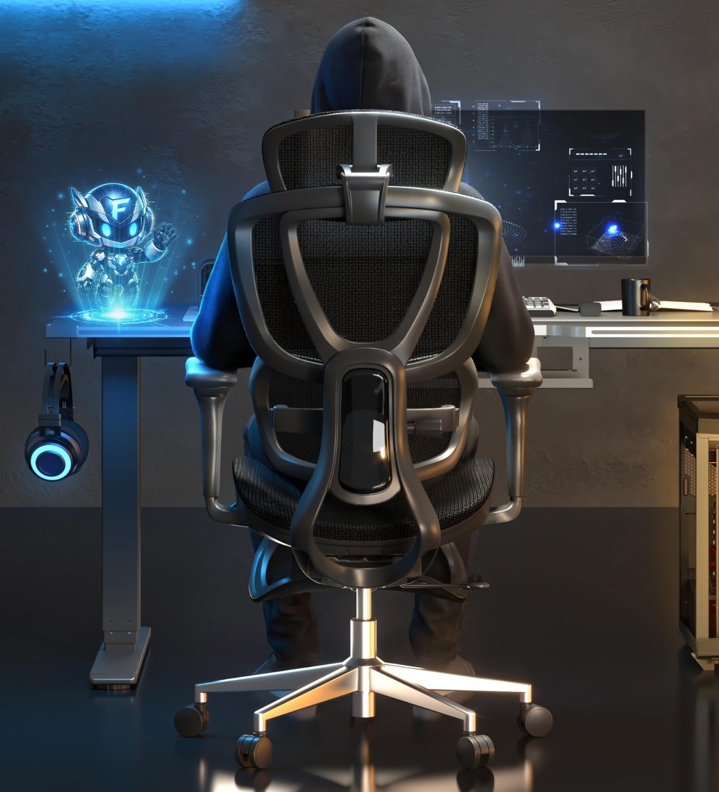 FLEXISPOT Sentinel Ergonomic Gaming Chair with 3-Year Warranty Dual-Wing Adaptive Lumbar 3D Armrests 120° 3-Position Recline Height-Adjustable Backrest Premium Computer Desk Chair for Home & Office
