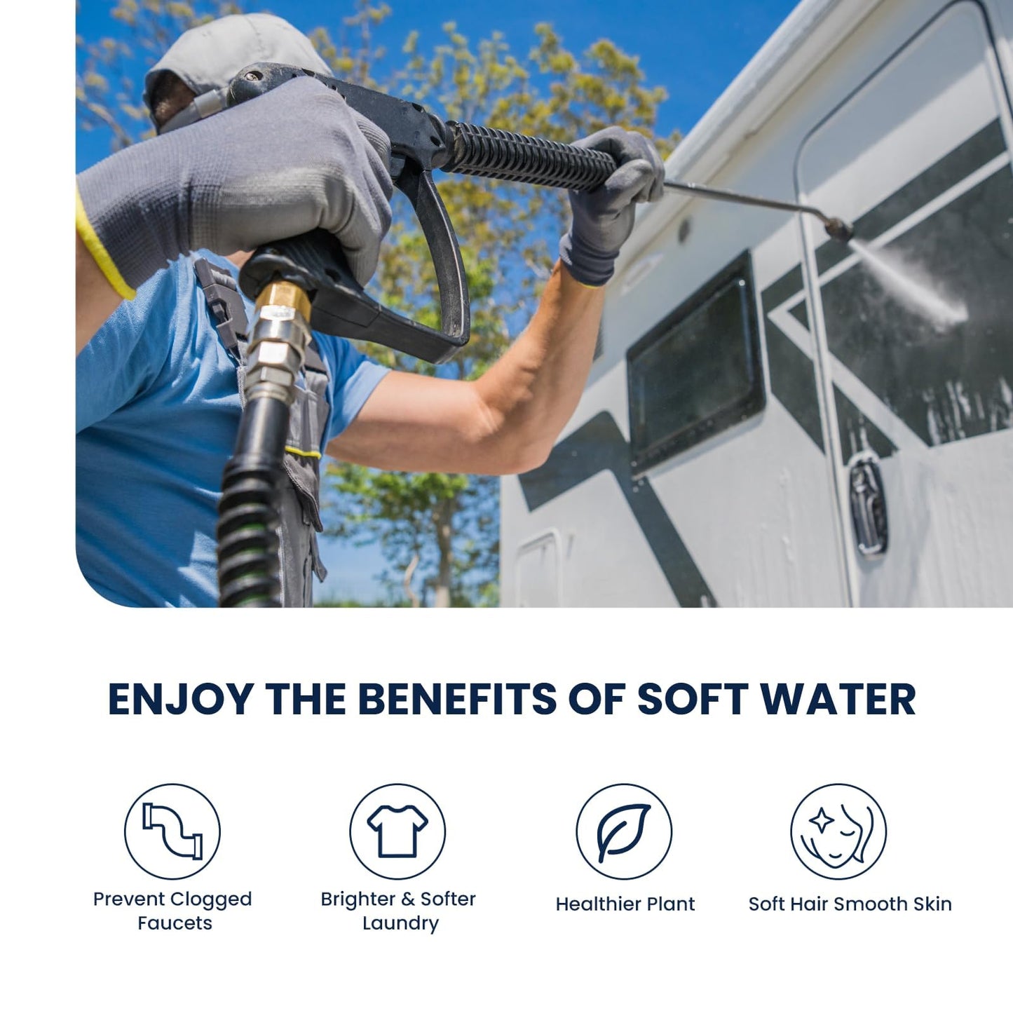 GLACIER FRESH Portable RV Water Softener, 16,000 Grain with Stainless Steel Garden Hose Quick Connects for RVs, Trailers, Boats, Mobile Car Washing, Pressure Washing