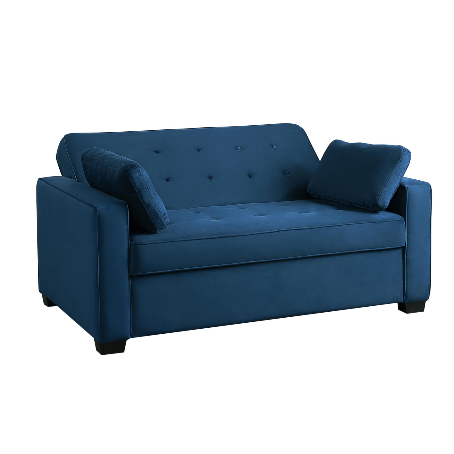 Serta Ainsley 66.5" Convertible Sleeper Loveseat, Full Size, Dreamcoil Comfort, Soft Velvet Fabric, Navy