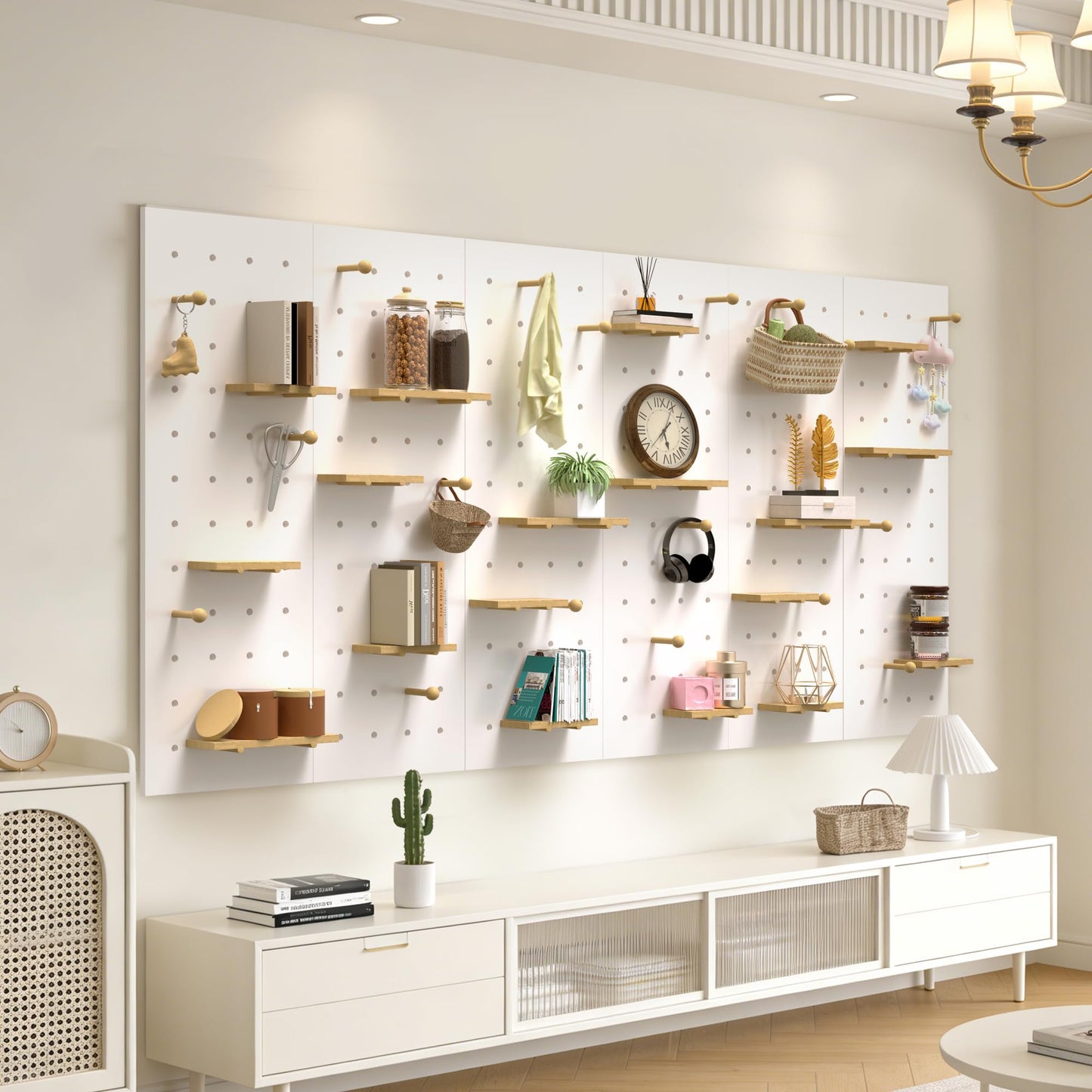 Wood Peg Board Wall Organizer Thick Wooden Pegboard Kit (120X160cm)