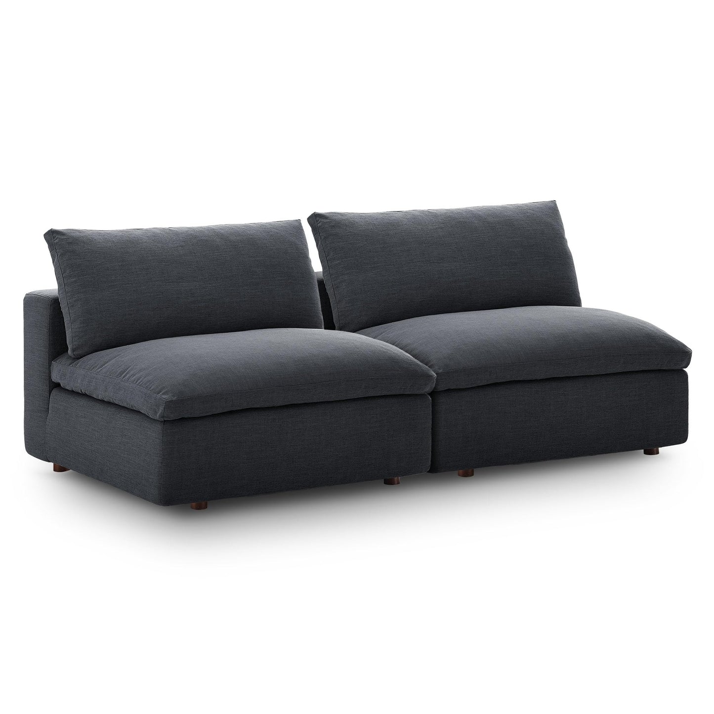 Modway Commix Upholstered Modular Armless Loveseat - Down-Filled Overstuffed Sectional Sofa - 2 Seater Couch - Armless Chairs Set for Contemporary Living Rooms