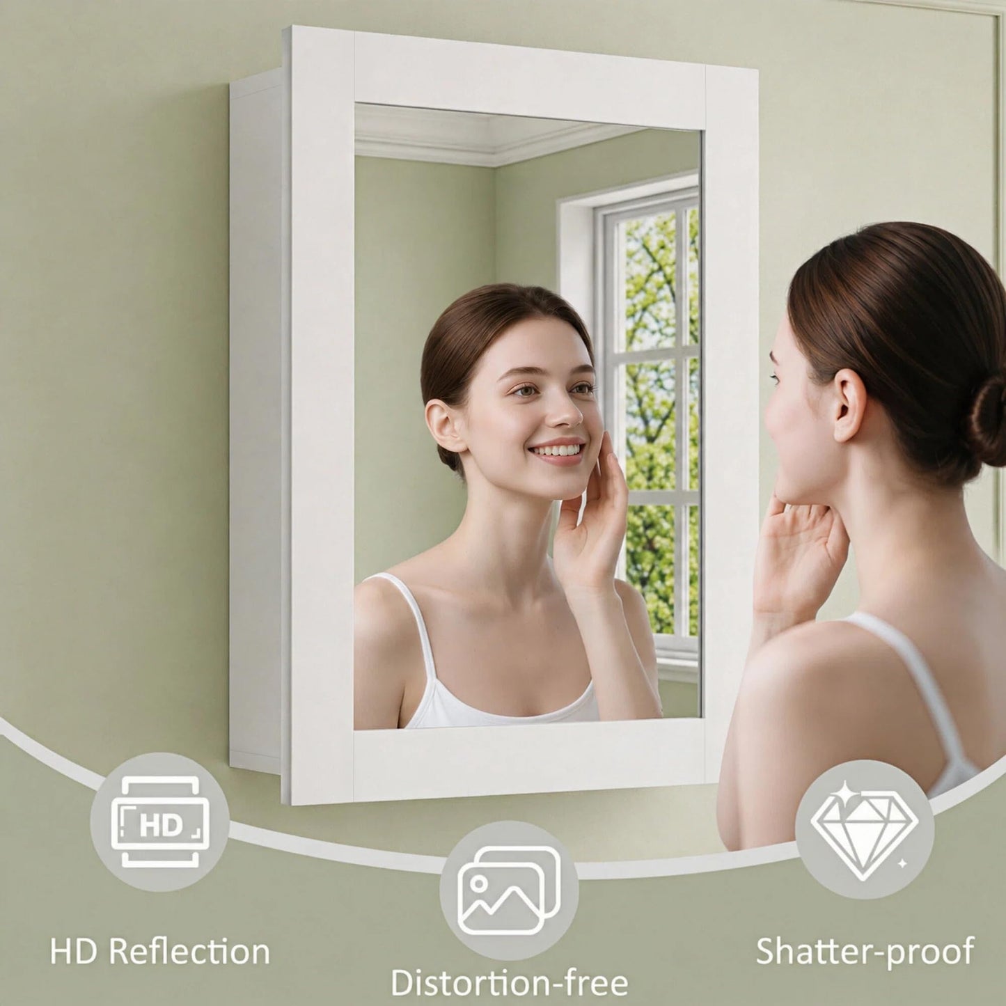Buruis 20 x 28 Inch Wood Medicine Cabinet with Mirror, Recessed or Wall-Mounted Bathroom Storage Organizer, Adjustable Shelves & Soft-Close Hinges, Fully Assembled, White