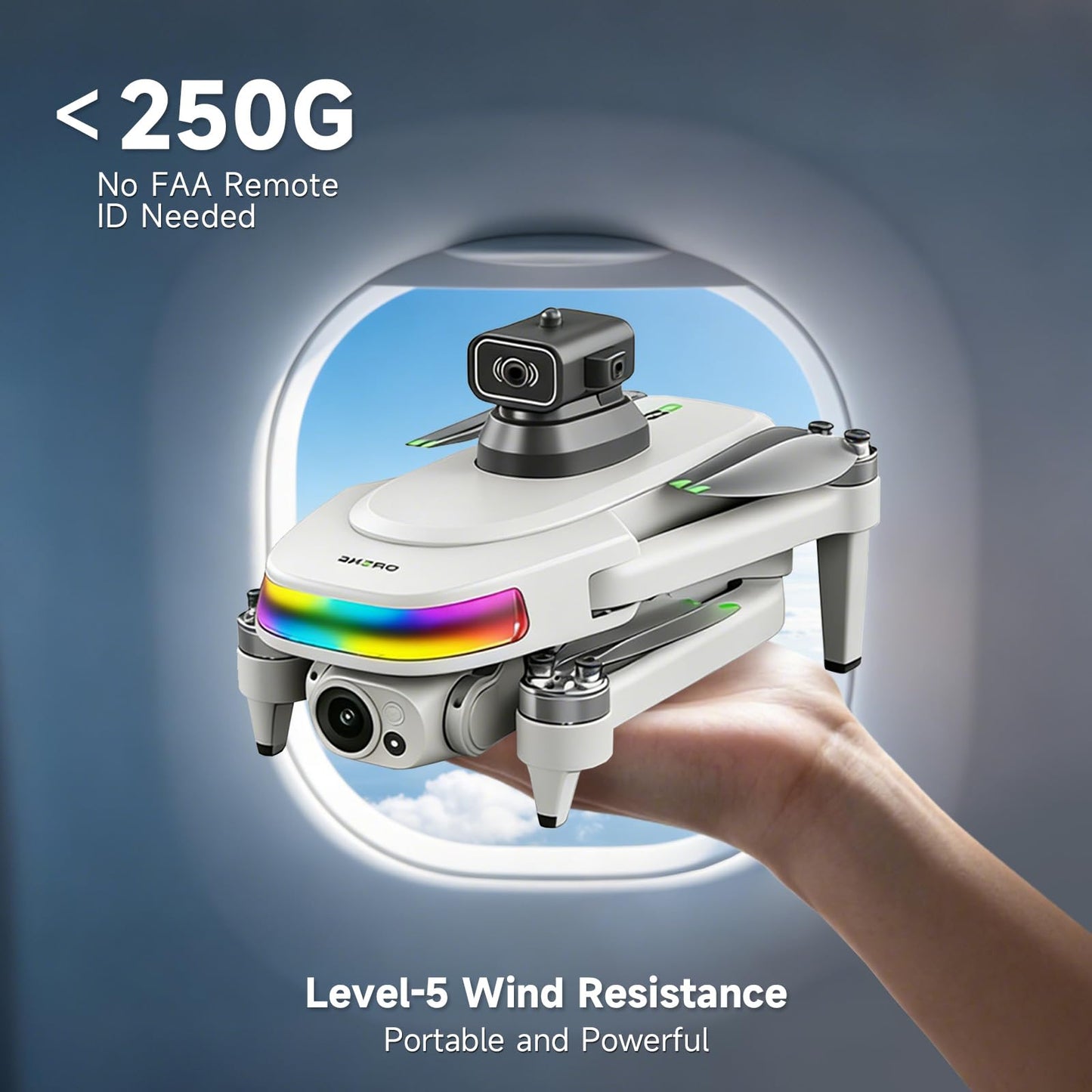 GPS Drone with 4K Camera for Adults, 5.5" HD Touchscreen Remote, Brushless Motor, 50 Mins Flight, Follow Me Drone, Auto Return, Long Range Transmission, AI Track & Orbit Mode, Under 260g