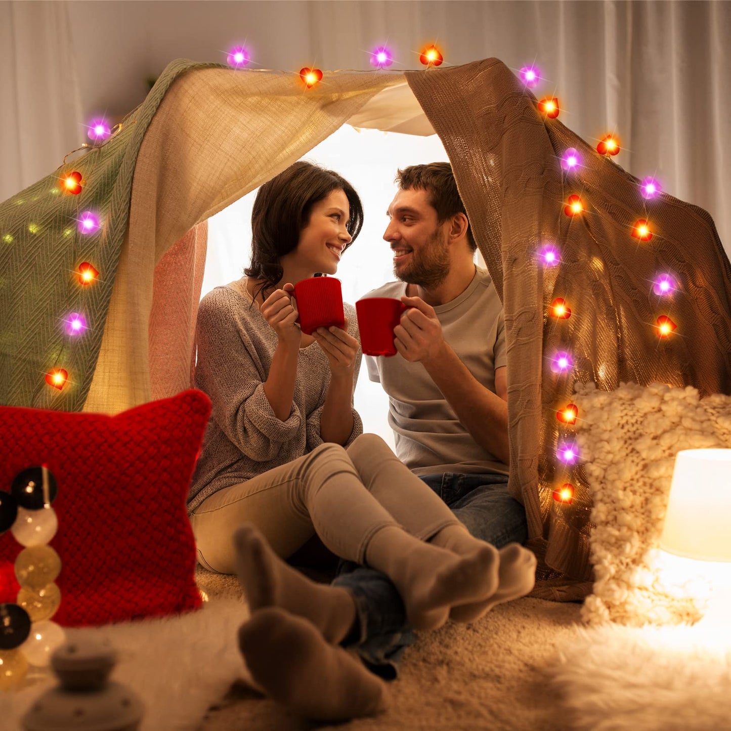 Zhanmai Heart String Lights - 10 ft, 20 LEDs, Battery Operated, Indoor/Outdoor Decor for Valentines Day, Wedding, Party