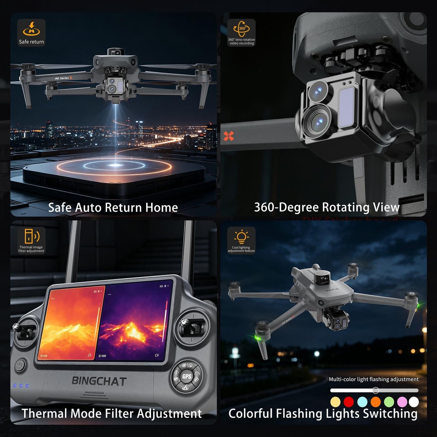 2026 Professional Tablet Remote Pro Drones with Camera for Adults 4k Videos, 360 Obstacle Avoidance, Payload Release, 3-Axis Gimbal, Night Mode, 90 Minutes Long Batteries, 6 Miles Safe Long Range, Thermal Filter Mode, High Wind Resistance, Rainproof, Begi