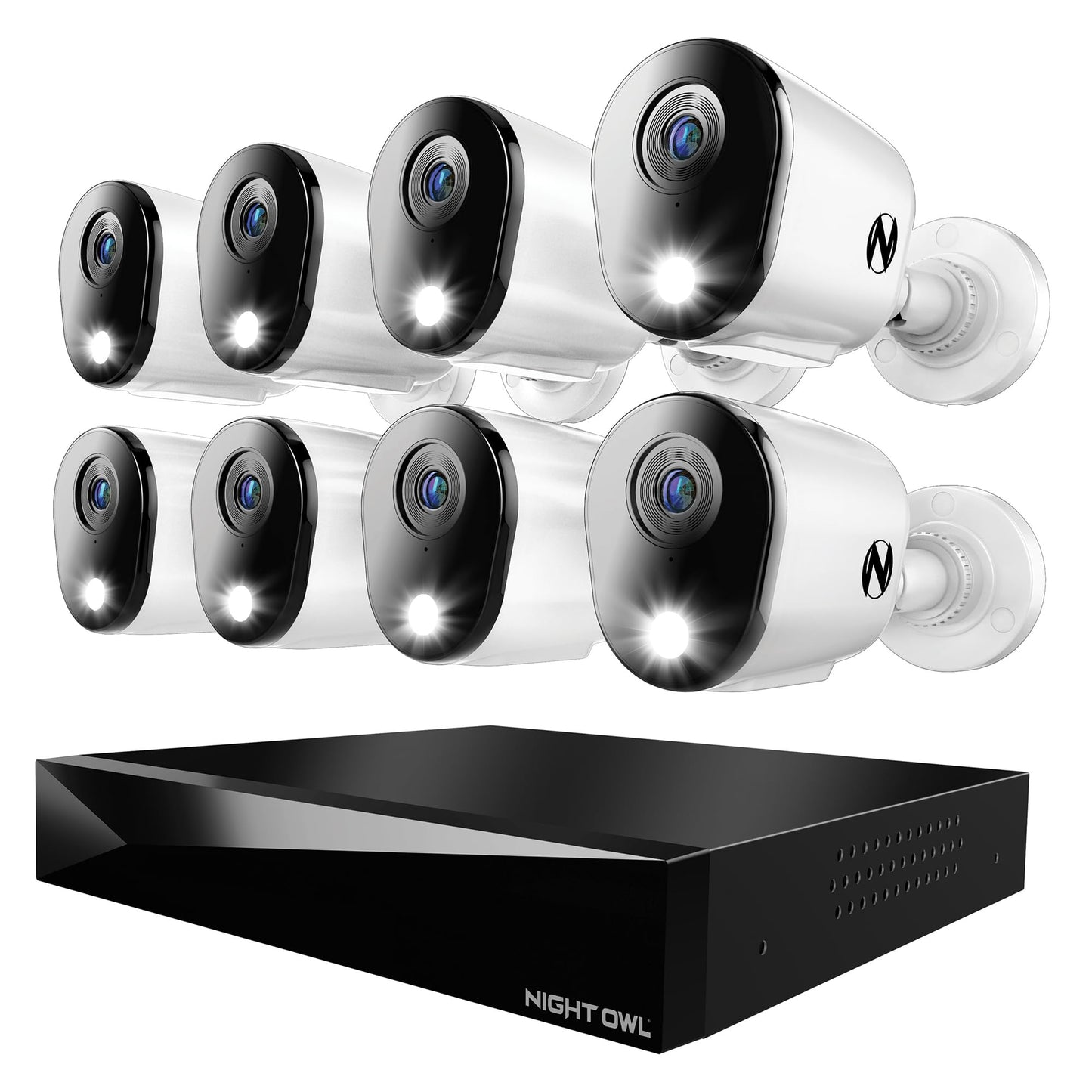 Night Owl 2-Way Audio 12 Channel DVR Video Home Security Camera System with (8) Wired 4K HD Indoor/Outdoor Deterrence Cameras and 2TB Hard Drive (Add up to 4 Wi-Fi Cameras) (8 Camera)