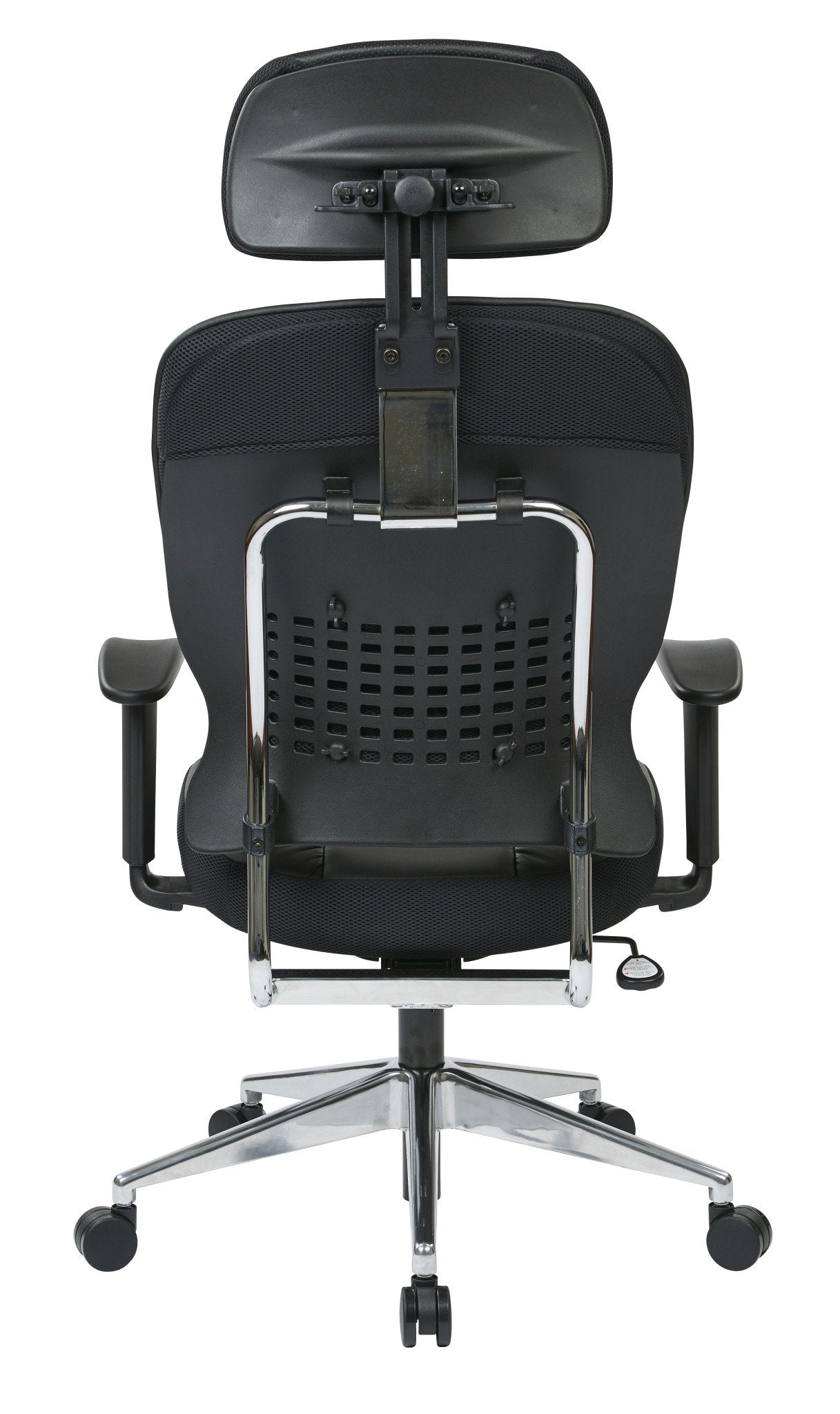 Space Seating Eco Leather Seat and Back, Adjustable Arms and Polished Aluminum Finish Base Executives Chair with Adjustable Headrest, Black