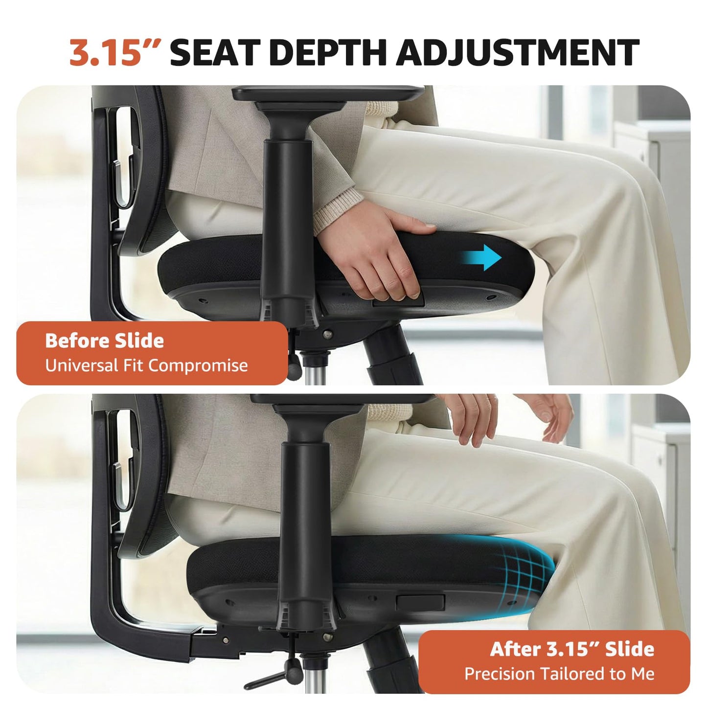 ErgoSift M1 Ergonomic Office Chair Mesh Chair, Home Office Desk Chairs with Adjustable Lumbar Support, Comfortable Computer Gaming Chair, Office Chair for Long Hours (Black)