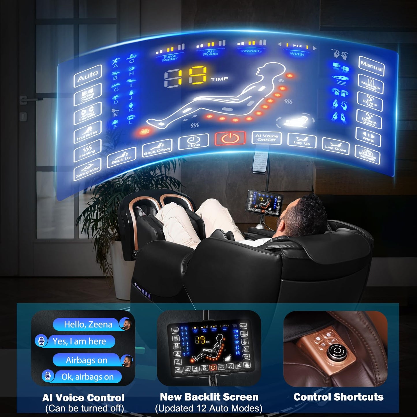 KoziSense A18 3D Massage Chair Full Body, Zero Gravity SL-Track Shiatsu Massage Recliner Chair with Heat, AI Control, Body Scan and Calfrest Extension (Upgraded)
