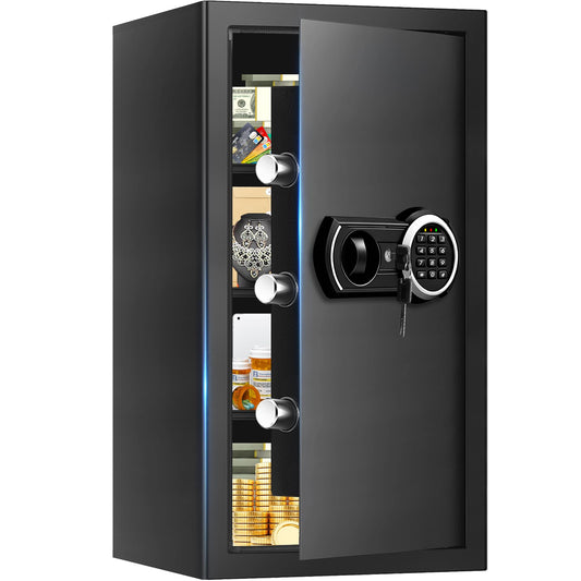 6.1 Cuft Heavy Duty Fire Security Home Safe Box, Large Floor Safe with Digital Keypad & Key Lock, Fire Proof Safes for Home with Three Removable Shelf, Anti-theft Tall Safes for Money, Cash, Documents