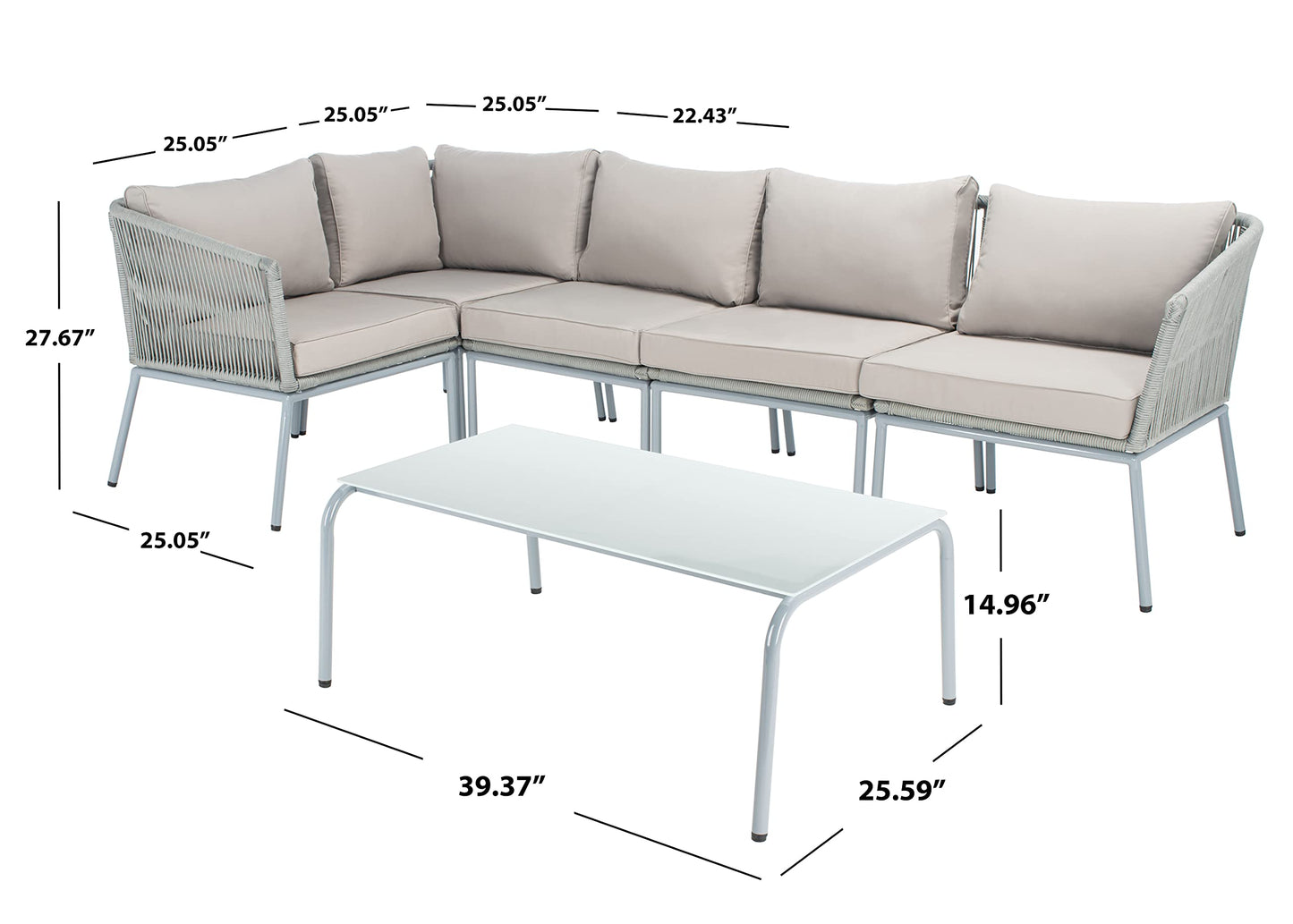 SAFAVIEH Outdoor Collection Remsin Grey/Grey Wicker Conversation Patio Set