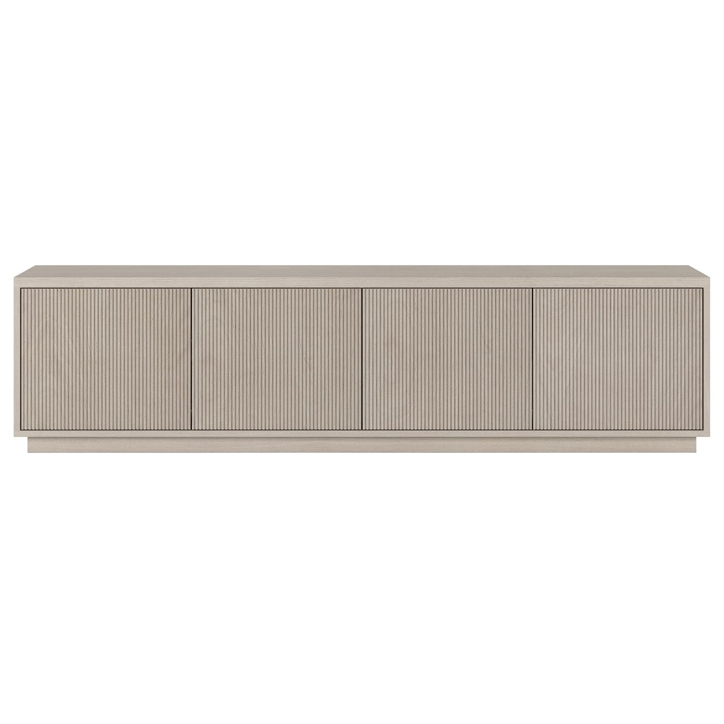 Henn&Hart Fluted TV Stand for TVs up to 85" with 2 Concealed Ribbed Storage Cabinets and Adjustable Shelves for Living Room, Family Room, or Office, Beech White