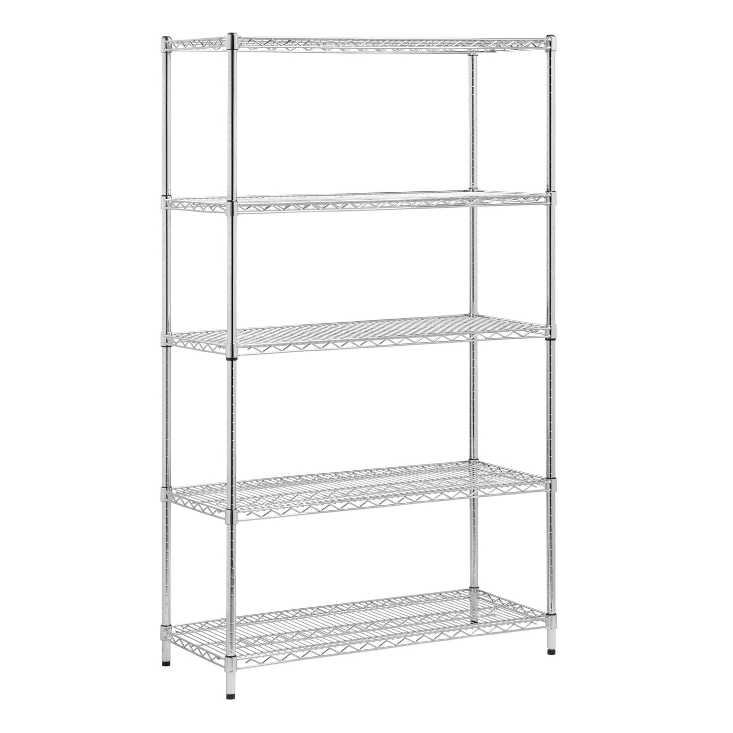 Honey-Can-Do 5-Tier Heavy-Duty Adjustable Shelves, Metal Storage Rack with 800-lb Shelf Capacity, Chrome, 18" W x 42" L x 72" H