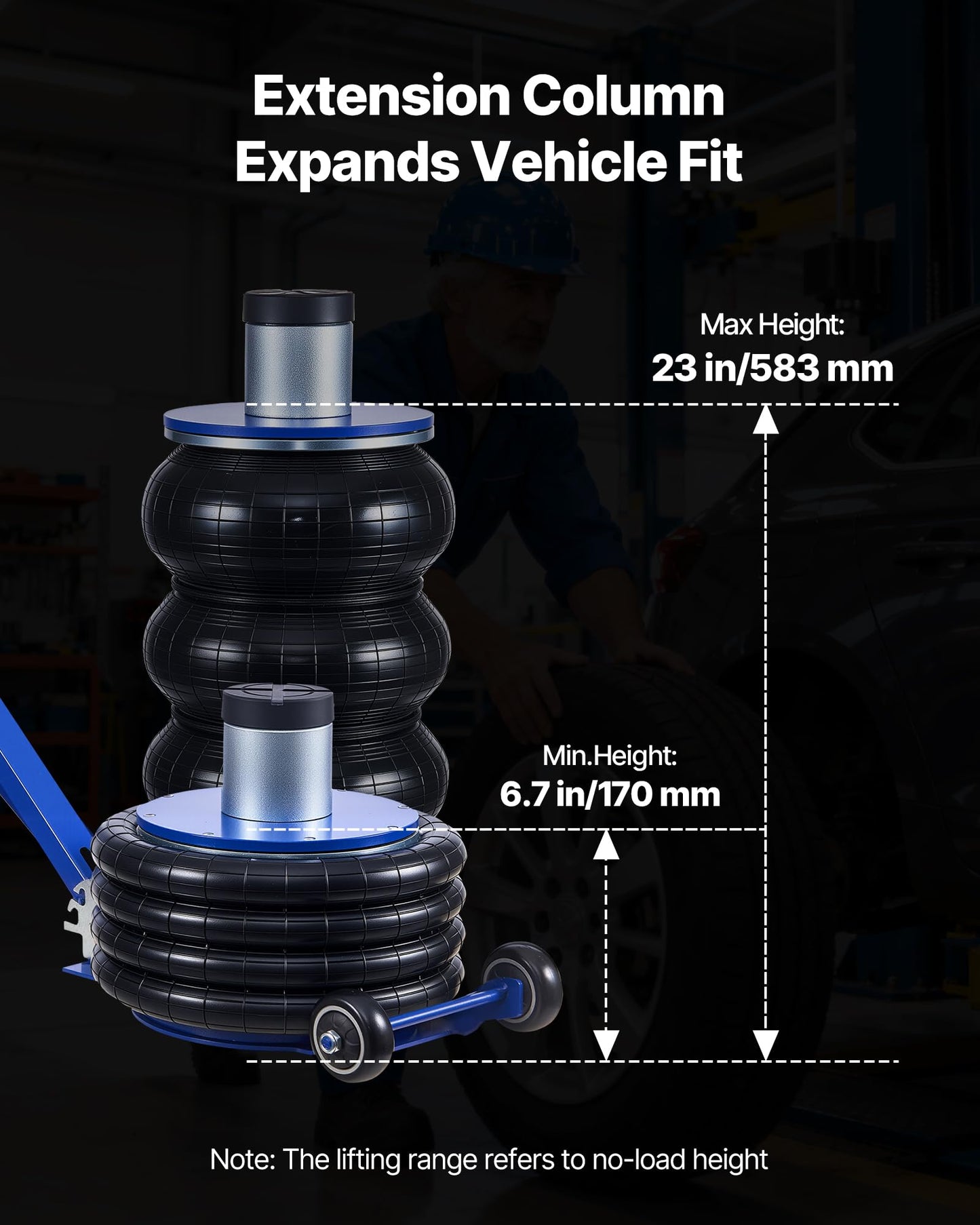 VEVOR Air Jack, 6 Ton/13227 lbs Airbag Jack, Lift Up to 26.5 inch with Heightened Column, Adjustable Handle & Thick Rubber Pad, 2-5 s Fast Lifting Pneumatic for Car, SUV, Pickup Truck Repair, Garage