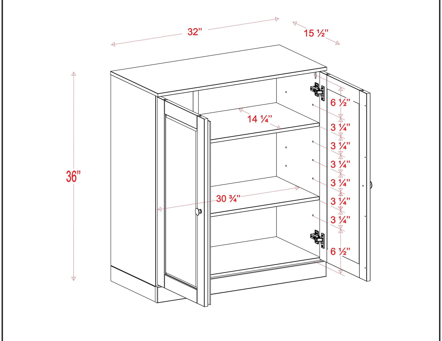 100% Solid Wood 32" Bathroom Cabinet with Shaker Wood Doors