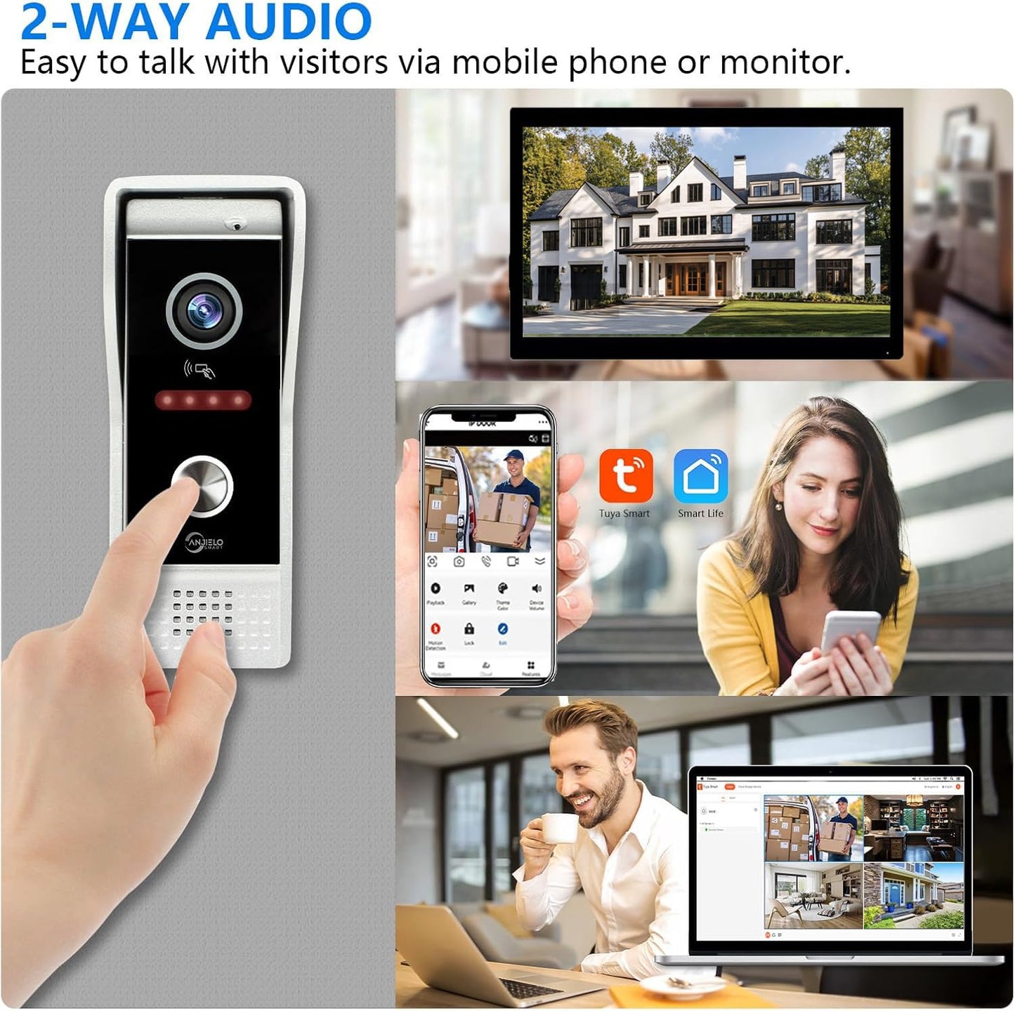 Video Doorbell Intercom System,10 Inches Touch Screen (Black) Video Doorbell Door Phone System,Support Remote Unlock, Dual-Way Intercom,Night Vision for Villa House Apartment (1-Camera + 1-Monitor)