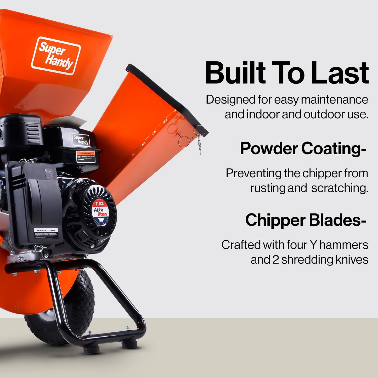 SuperHandy Wood Chipper Shredder Mulcher Ultra Heavy Duty 7HP 3 in 1 Multi-Function 3" Inch Max Capacity (Amazon Exclusive)