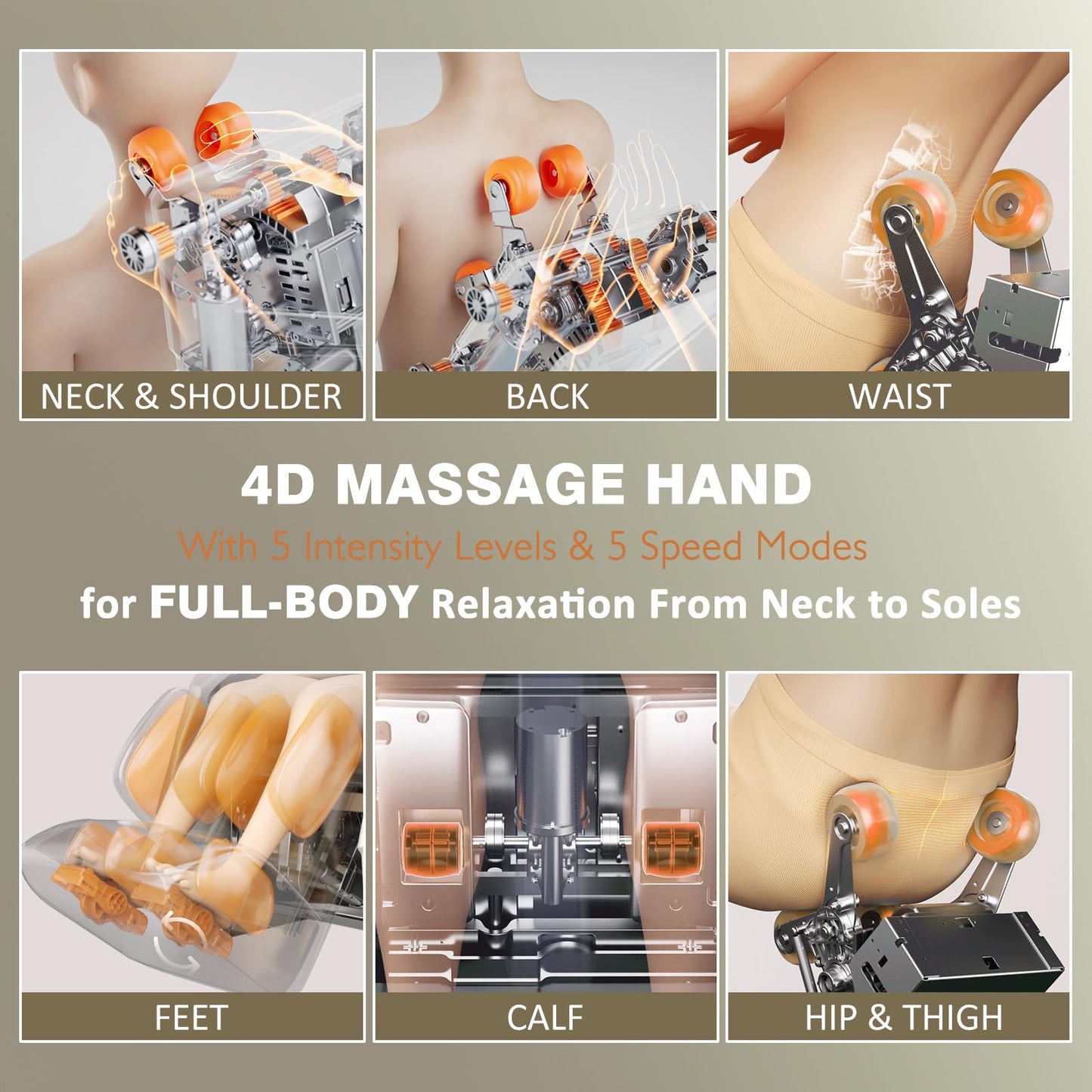 4D Massage Chair Full Body Zero Gravity 55" 166° Flexible SL-Track with Body Scan, Stretch, 36 Airbags, Heat - Shiatsu Knead, Foot & Calf Massage, Voice Control, 18 Auto Modes & 11 Techniques (Beige)