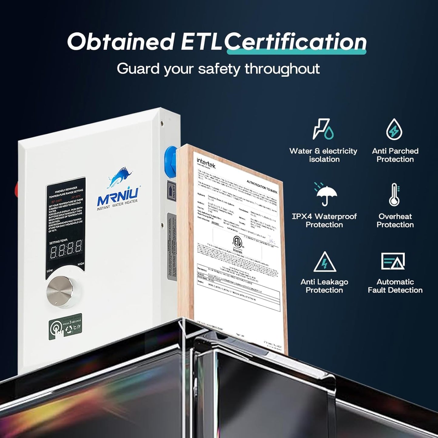 36kW 240 Volts On Demand Instant Endless Water Heater Tankless Water Heater Electric with LED Temperature Display for Residential Whole House Shower, Space Saving, IPX4