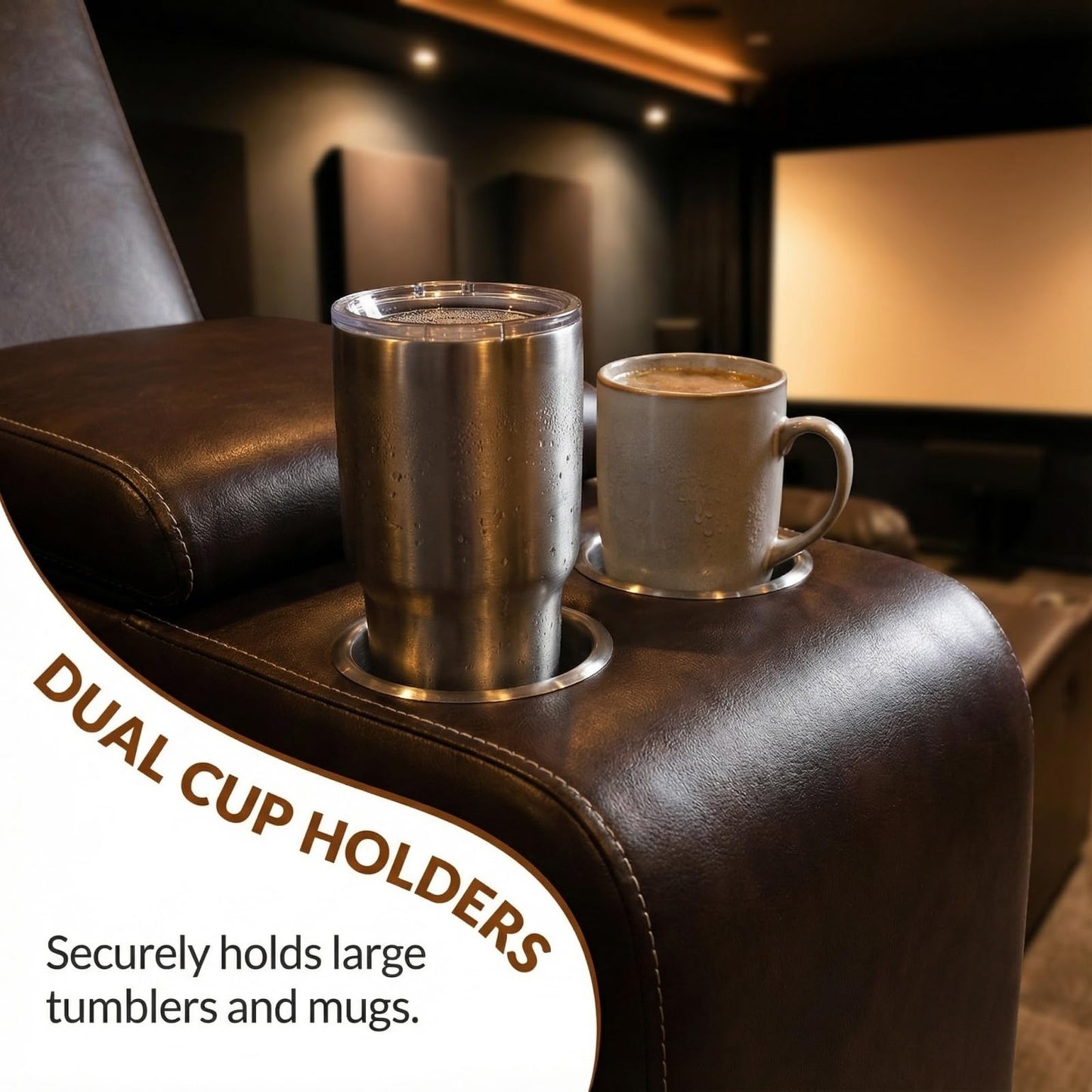 Trygoal Manual Recliner Sofa Set, Breathable Leather 4-Piece Reclining Couch Set, Living Room Furniture Set with Manual Recliners, Loveseat with Console, Cup Holders & Storage for Home Theater, Brown