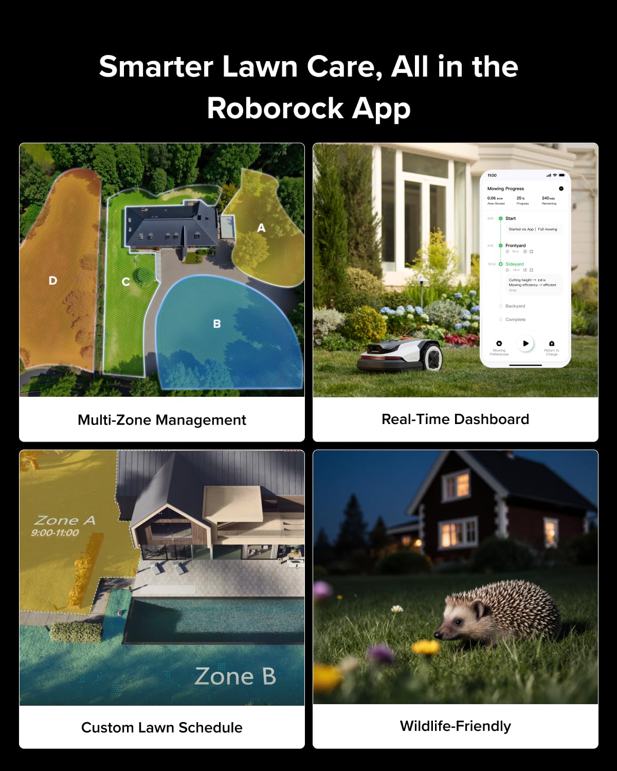 Roborock RockNeo Q110H Robot Lawn Mower, Wire-Free Robotic Lawn Mower with Full-Band RTK + VSLAM Navigation, Auto Mapping, AI Vision Obstacle Avoidance, App Control, 45% Slope, Covers Up to 1/4 Acre