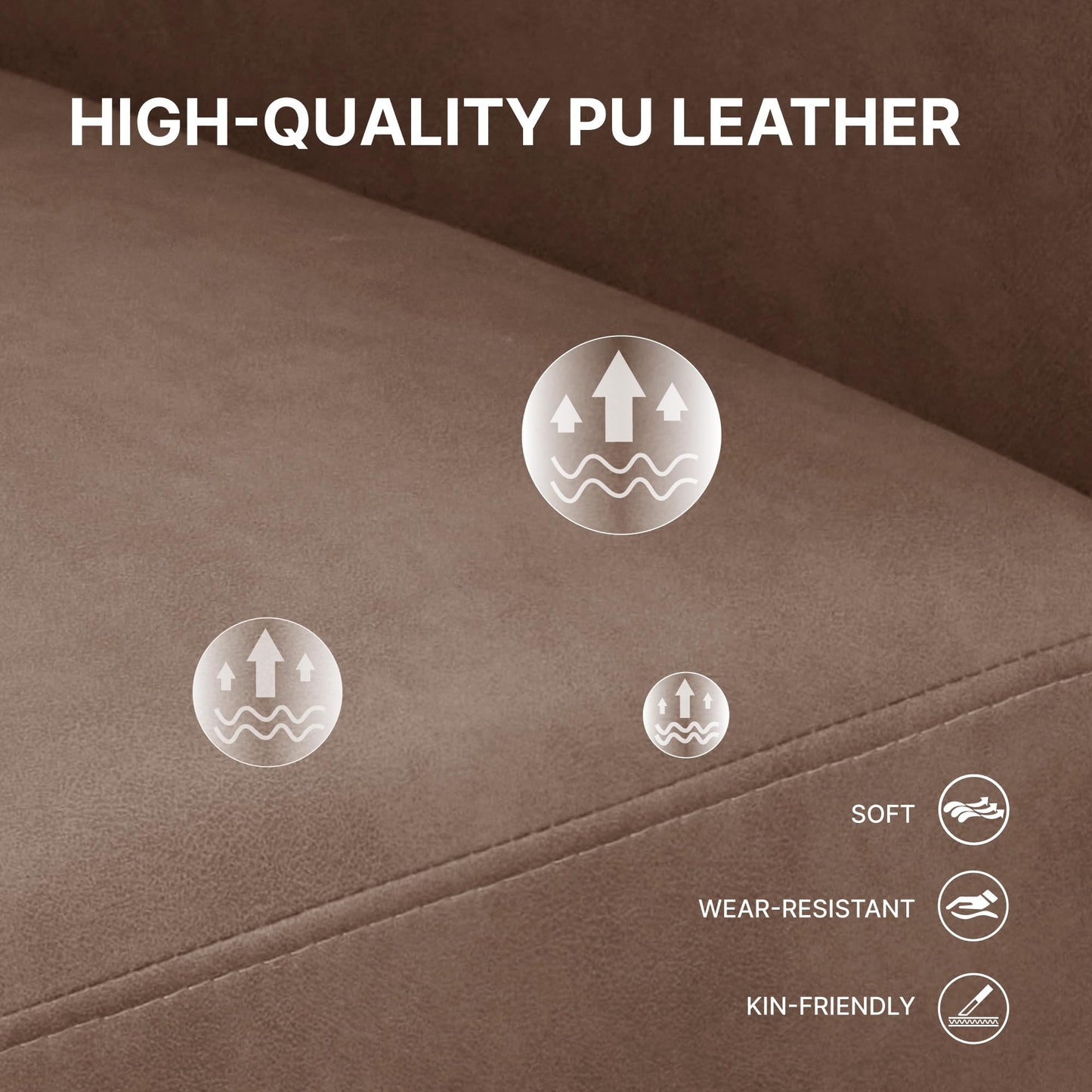 KISLOT 89" Sofa Couch for Living Room Faux Leather Upholstered Couch with Deep Seats and Wide Armrests 3 Seater Comfy Sofa with Cup Holders, USB & Type-C Ports, Spring Cushion, Solid Wood Frame Brown