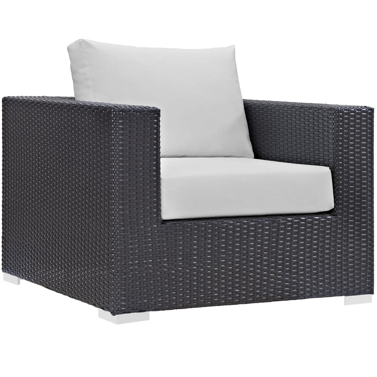 Modway Convene Wicker Rattan 3-Piece Outdoor Patio Furniture Set in Espresso White