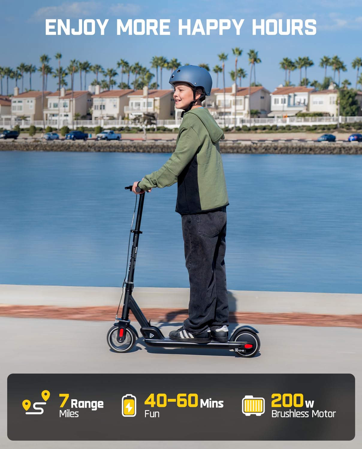 FanttikRide T9 Electric Scooter for Big Kids 6-14, 7/10/12 MPH, LED Battery Level, Height Adjustable and Foldable, Electric Scooter for Teenagers, Up to 40 mins, Black