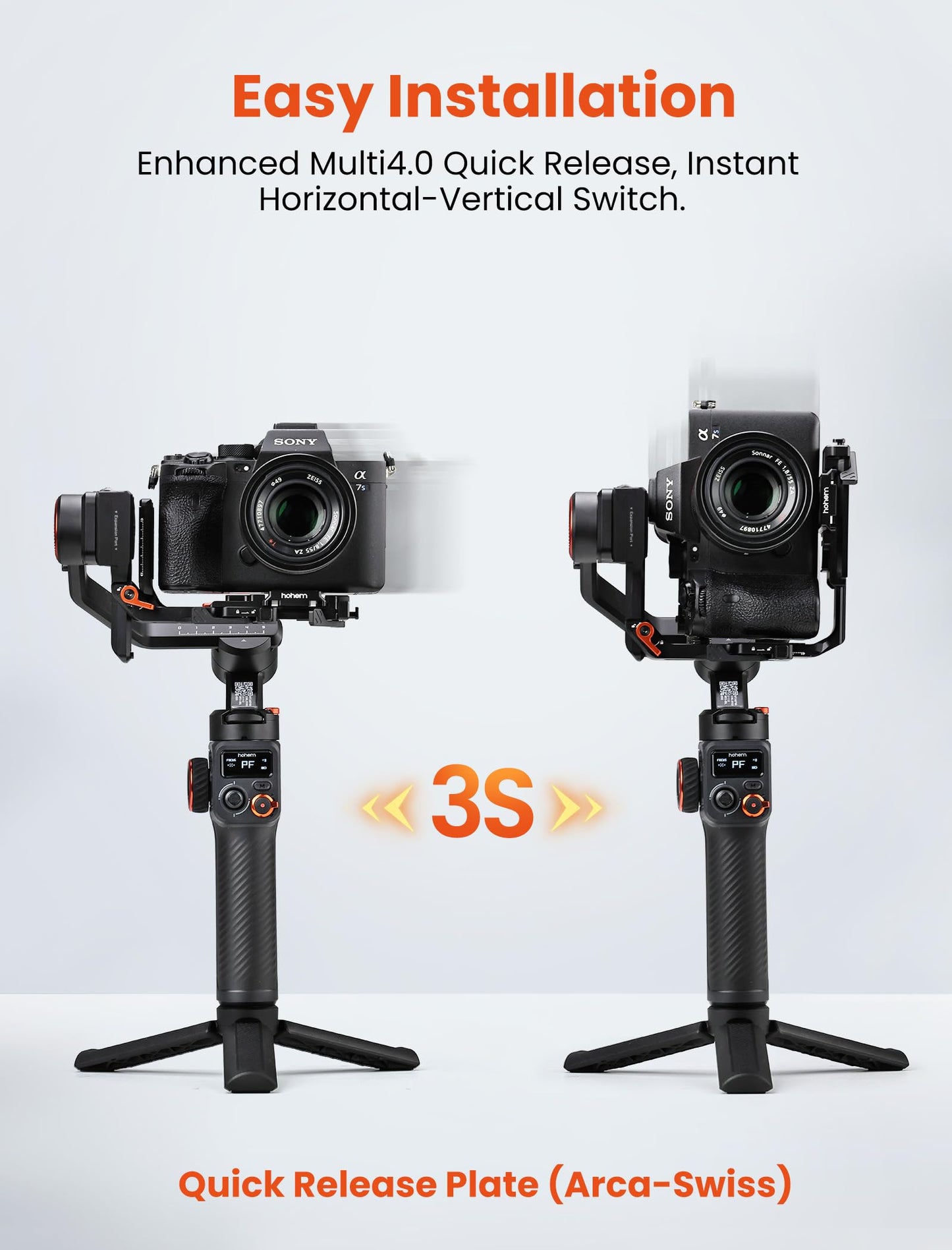 hohem iSteady MT2 Gimbal Stabilizer for Camera, Upgrade 3-Axis Gimbal for Mirrorless/Pocket Camera/Action Camera/Smartphone, OLED Display, Gimbal Stabilizer for Canon/Sony/Nikon/iPhone