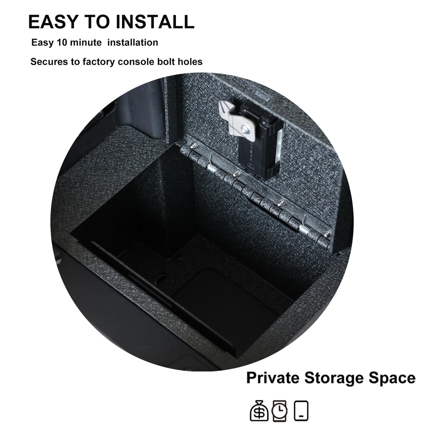 Center Console Gun Safe - KEREN Vehicle Safe Vault Compatible with Honda Accord 2023-2026, with 4-digit Lock.