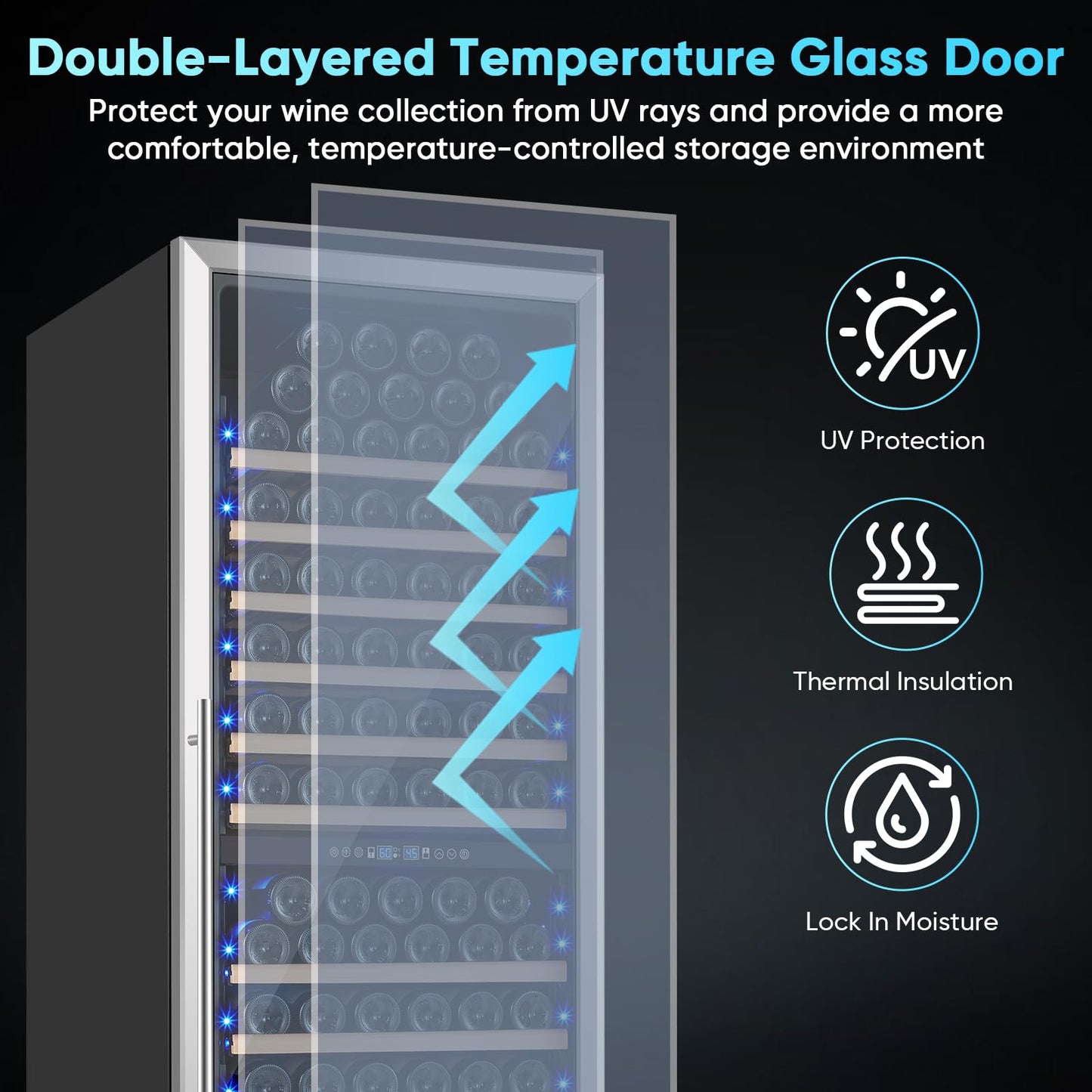 MZAVP 200 Bottle Wine Fridge Dual Zone, 24 Inch Wine Cooler Refrigerator Freestanding or Built-in, Professional Wine Cellar with Advanced Temperature Control and Compressor Cooling, Quiet Operation